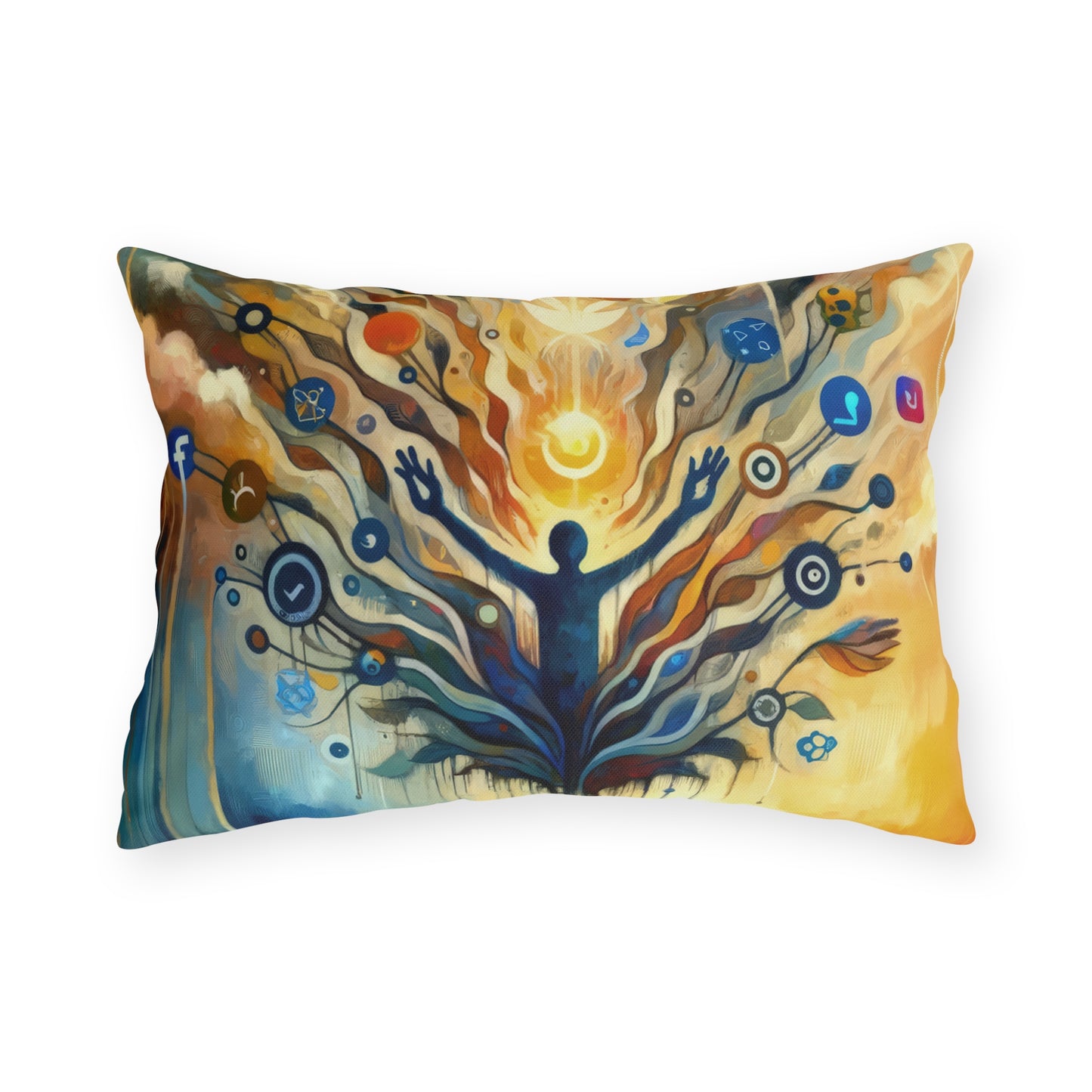 Reflective Digital Meditation Outdoor Pillows