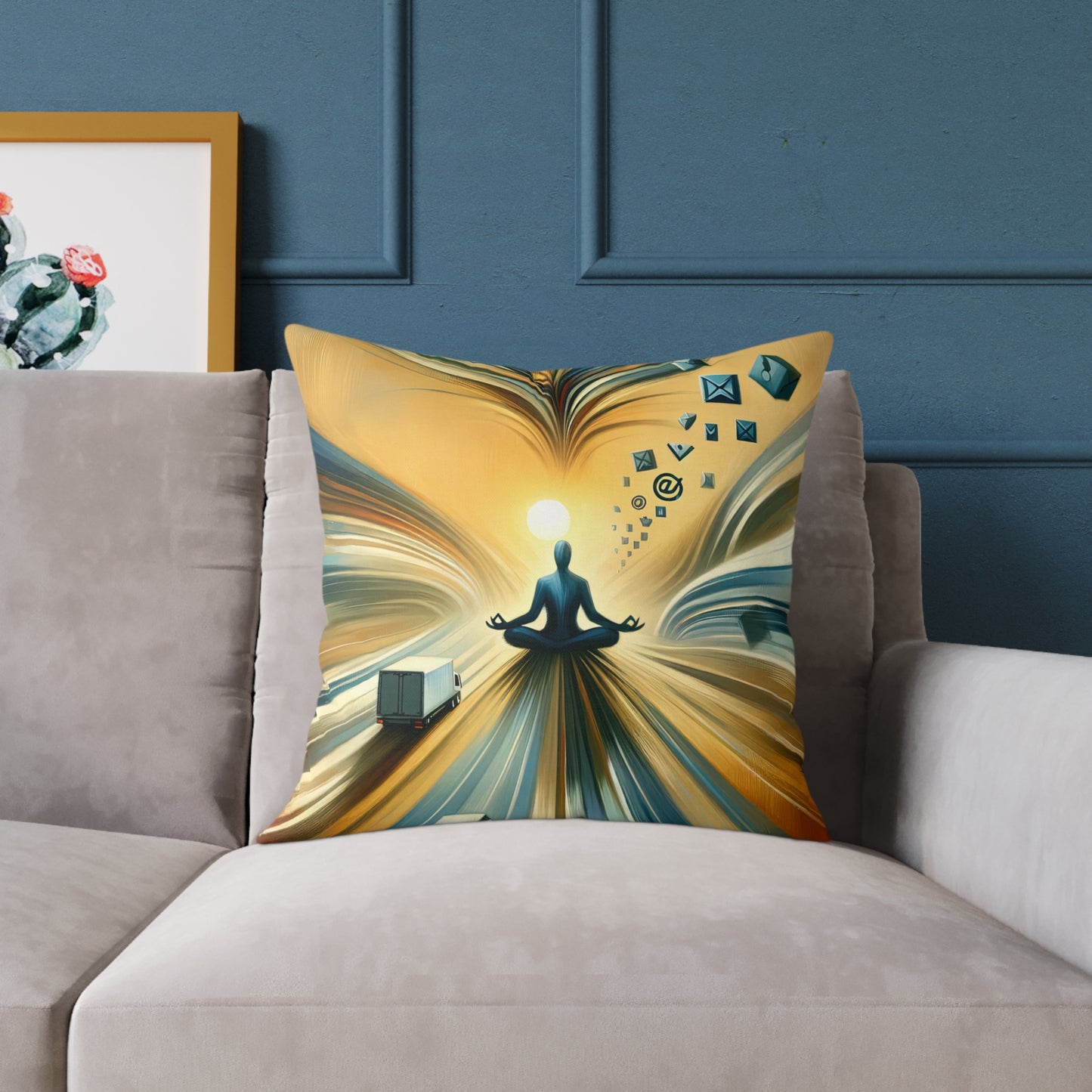 Meditative Commute Flow Spun Polyester Pillow