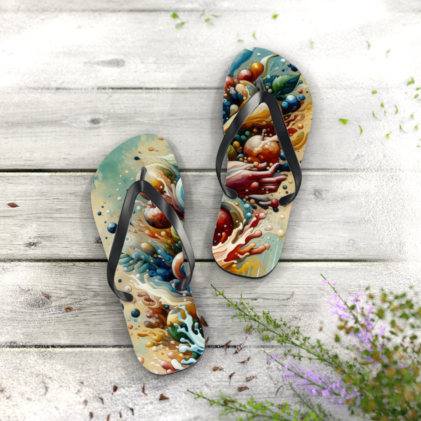 Nourishing Tachism Symphony Flip Flops