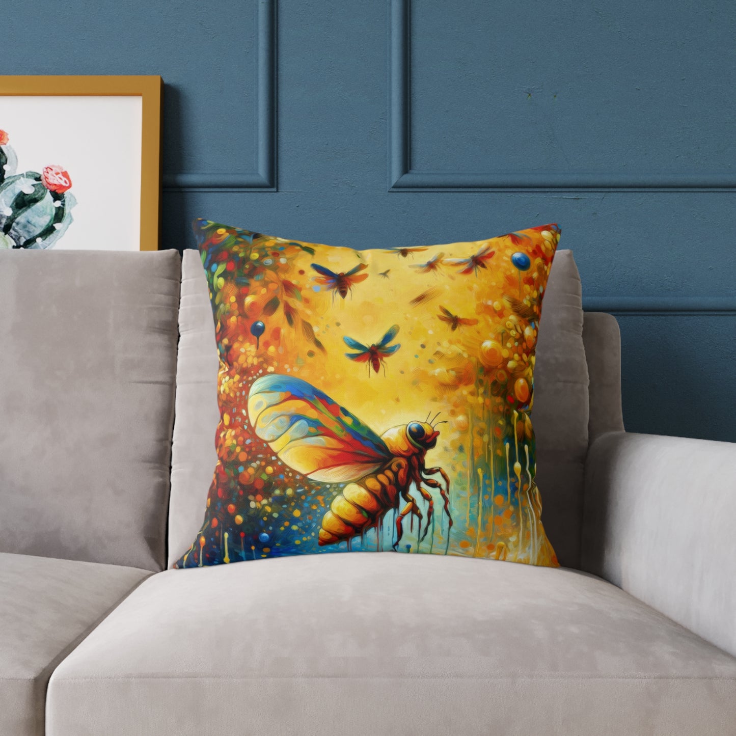Seasonal Cicada Vibrance Spun Polyester Pillow