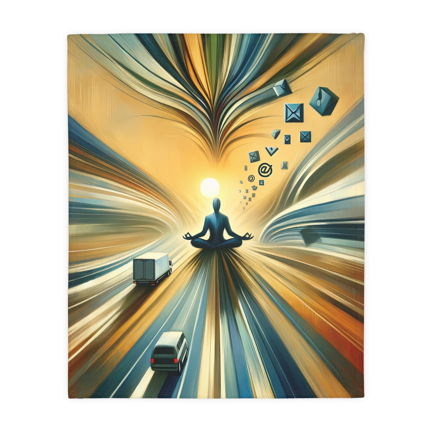 Meditative Commute Flow Velveteen Microfiber Blanket (Two-sided print)