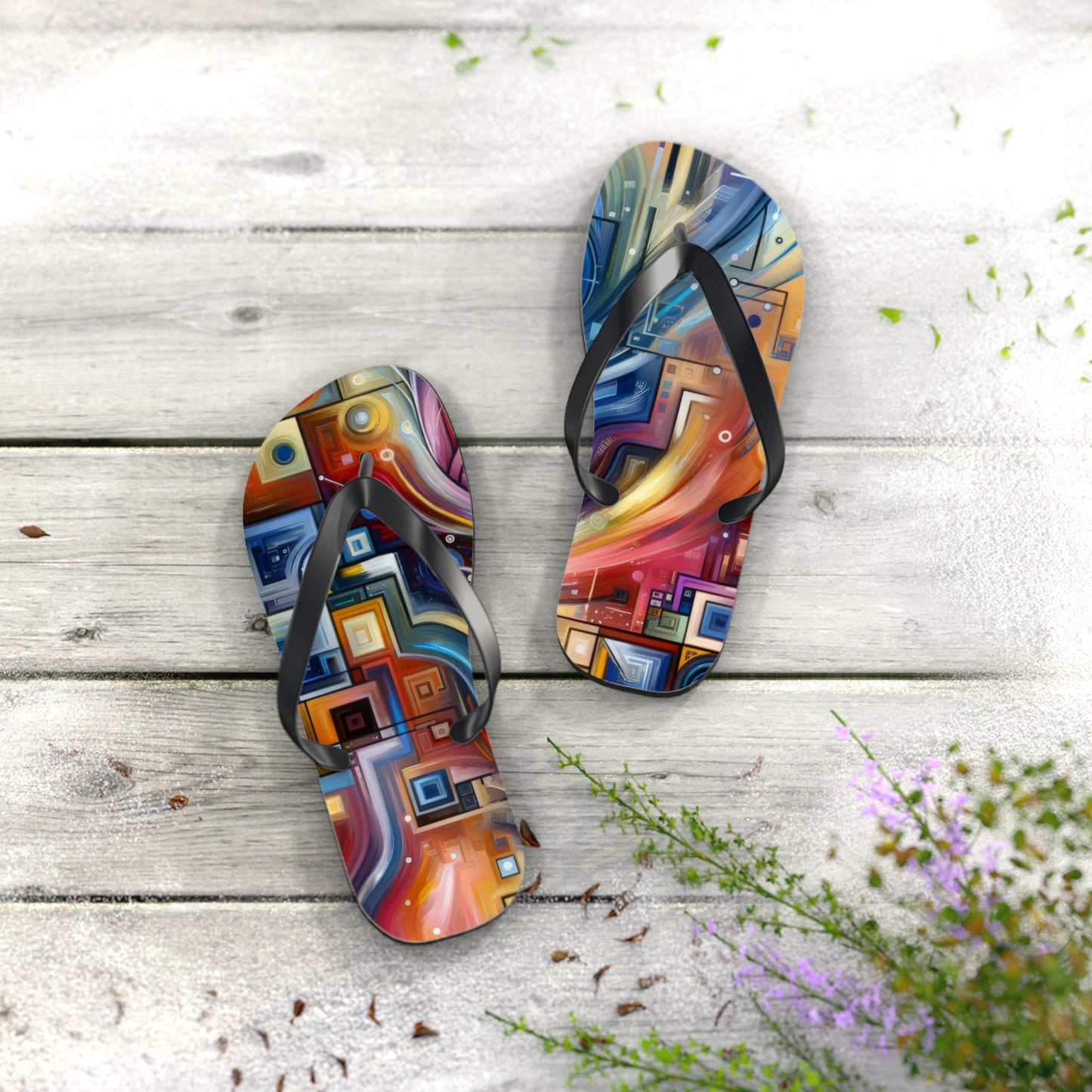 Digital Mindfulness Abstract Flip Flops