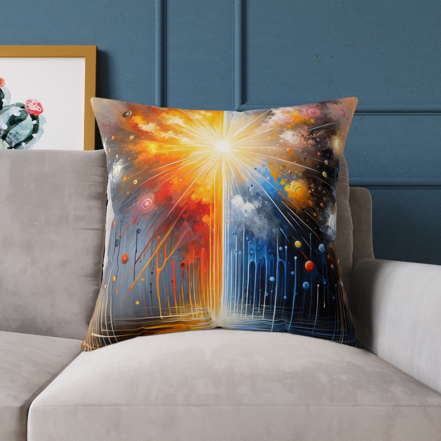 Luminous Abstract Tachism Spun Polyester Pillow