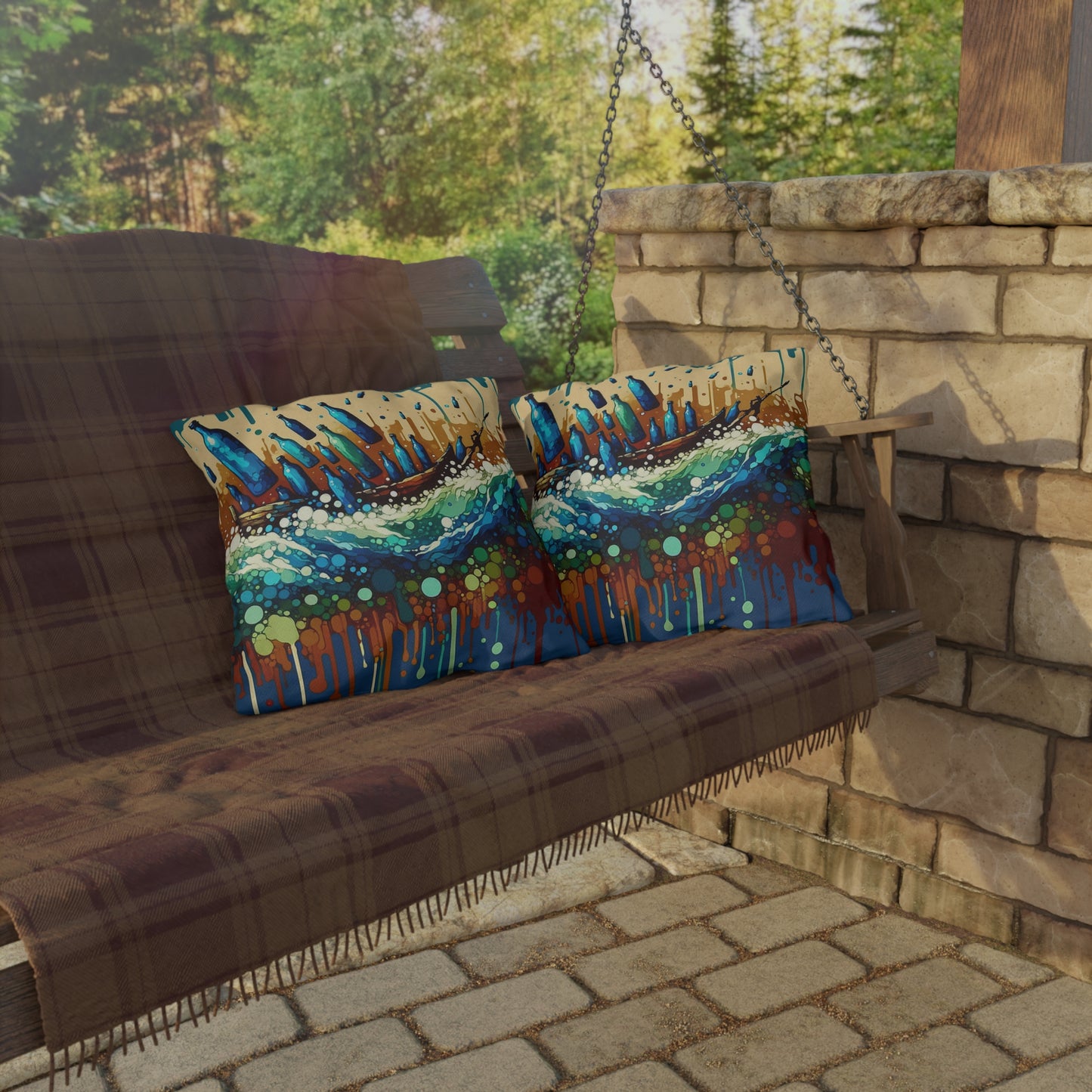 Oceanic Bottle Rescue Outdoor Pillows