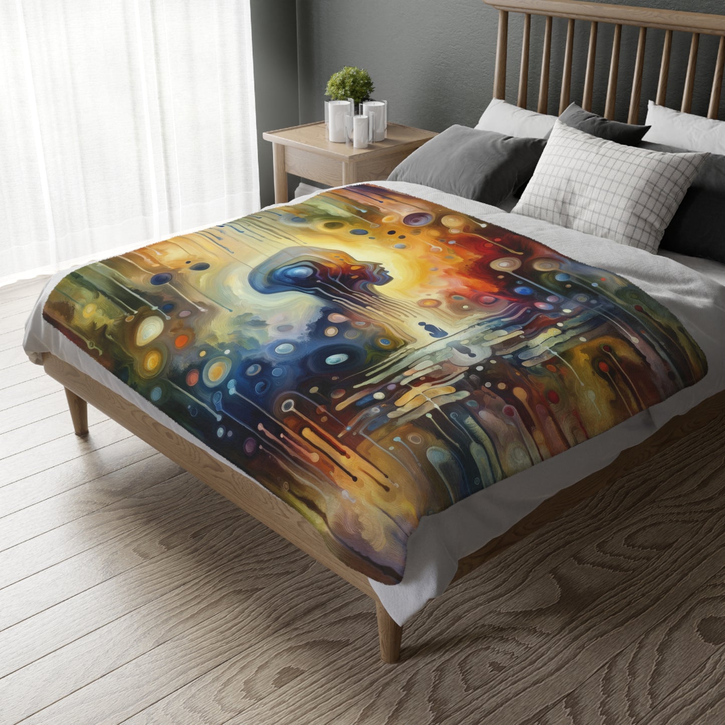 Reflective Oneness Healing Velveteen Microfiber Blanket (Two-sided print)