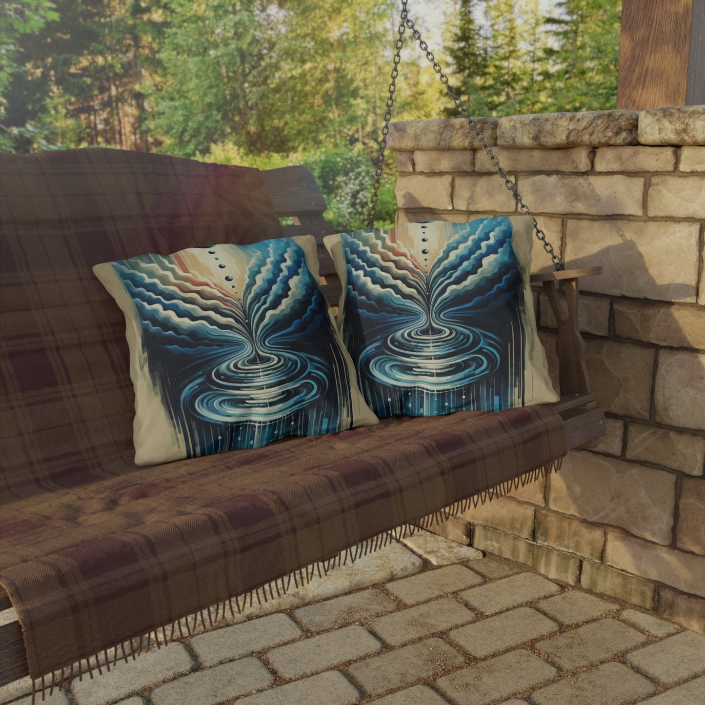 Ripple Effect Abstract Outdoor Pillows