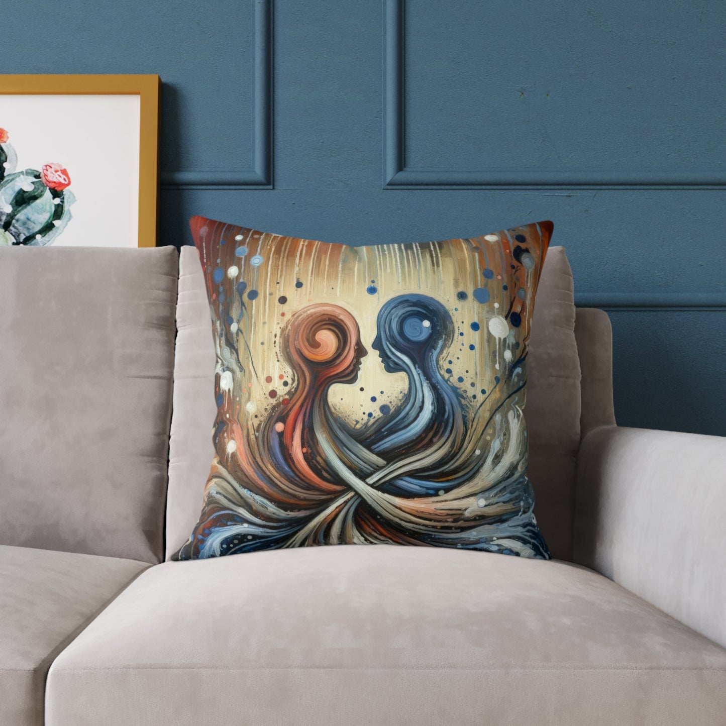 Empathic Connection Tachism Spun Polyester Pillow