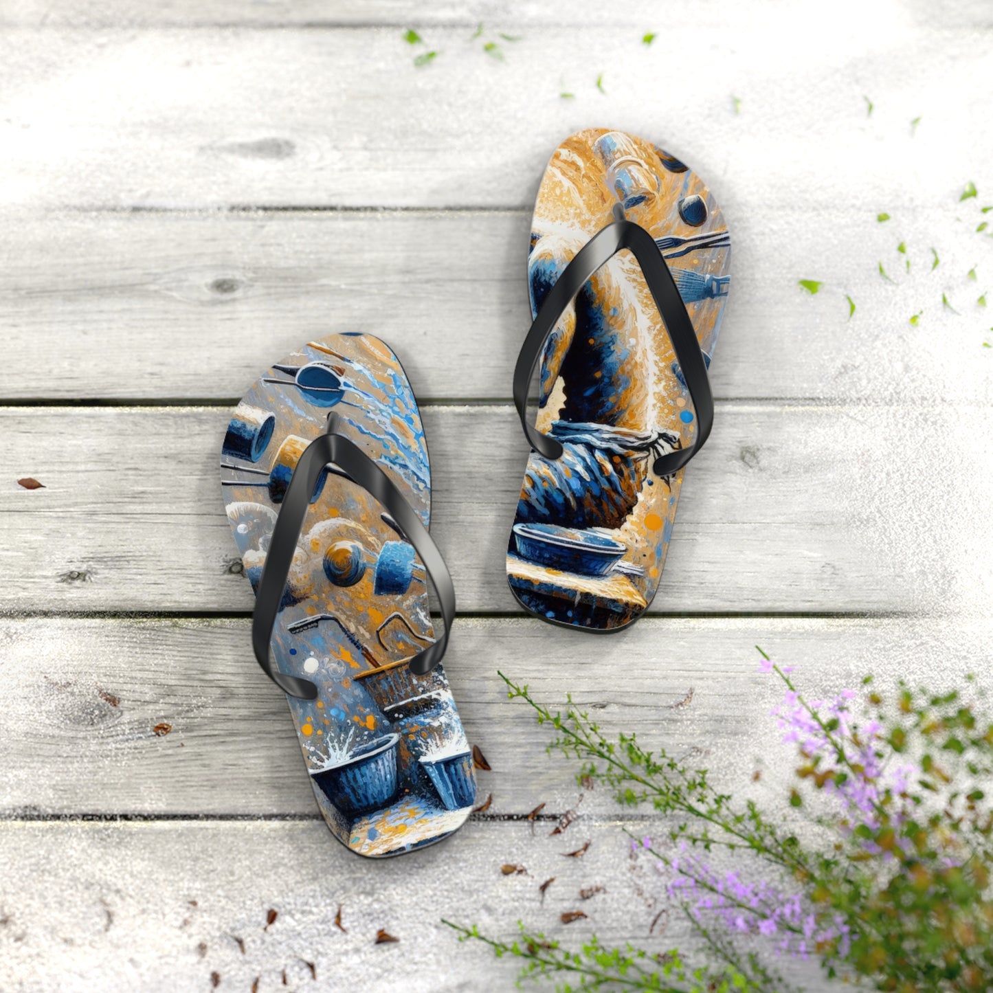 Meditative Kinetic Tachism Flip Flops