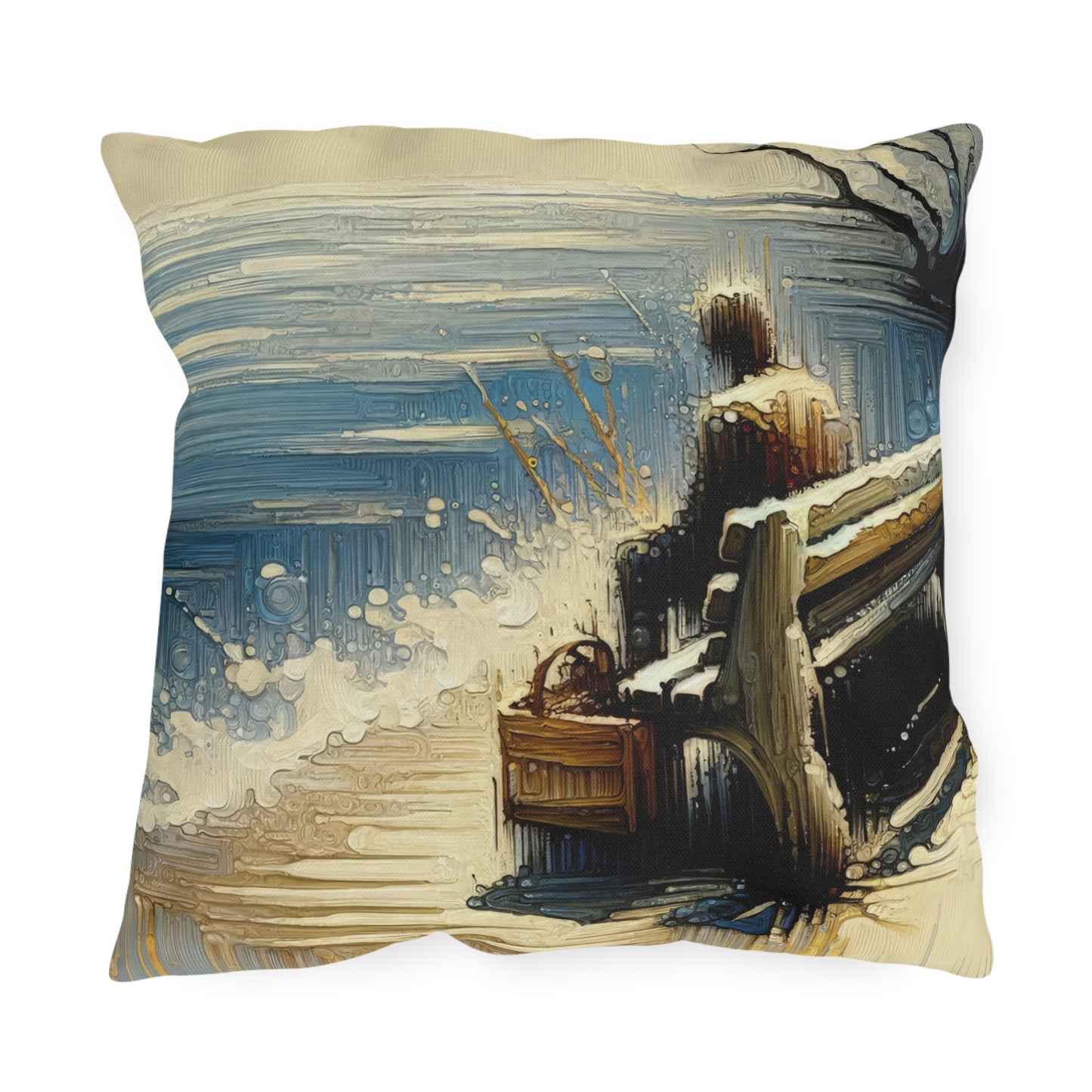 Seaside Solitude Tachism Outdoor Pillows