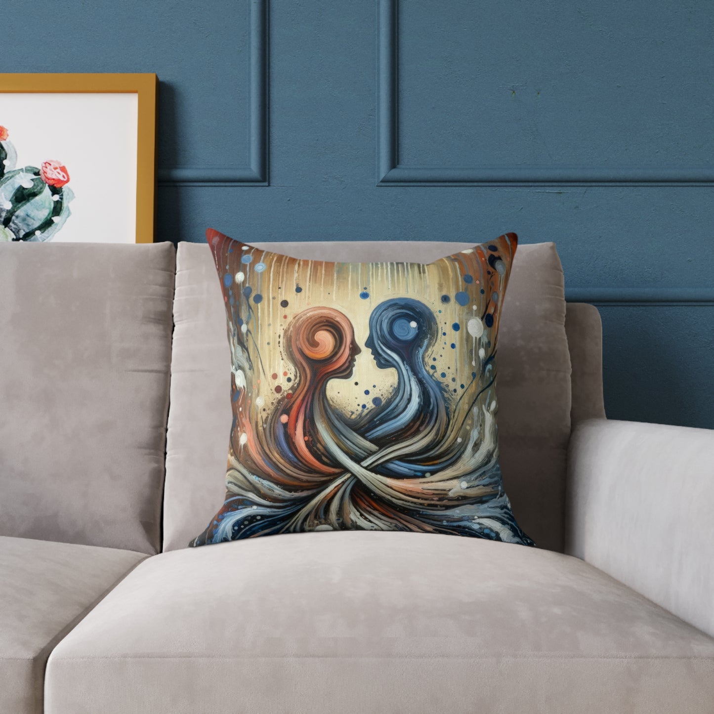 Empathic Connection Tachism Spun Polyester Pillow