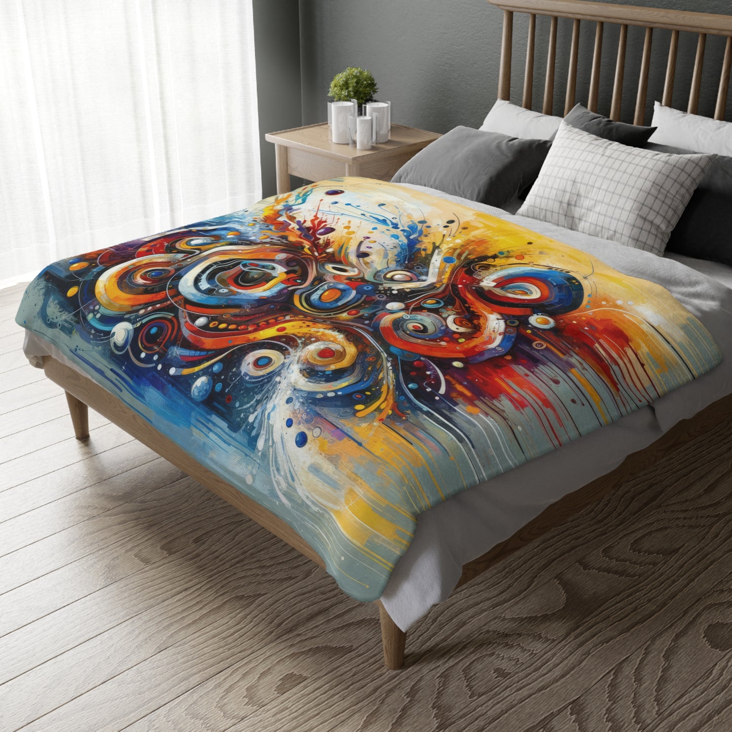 Harmonic Abstract Synergy Velveteen Microfiber Blanket (Two-sided print)