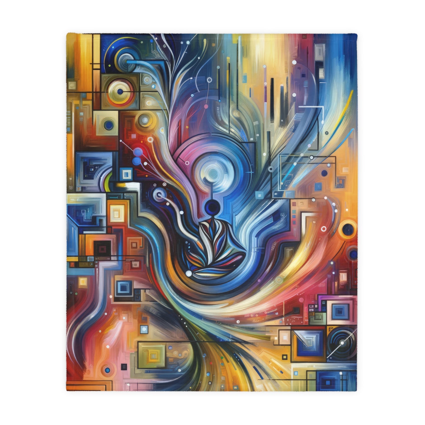 Digital Mindfulness Abstract Velveteen Microfiber Blanket (Two-sided print)