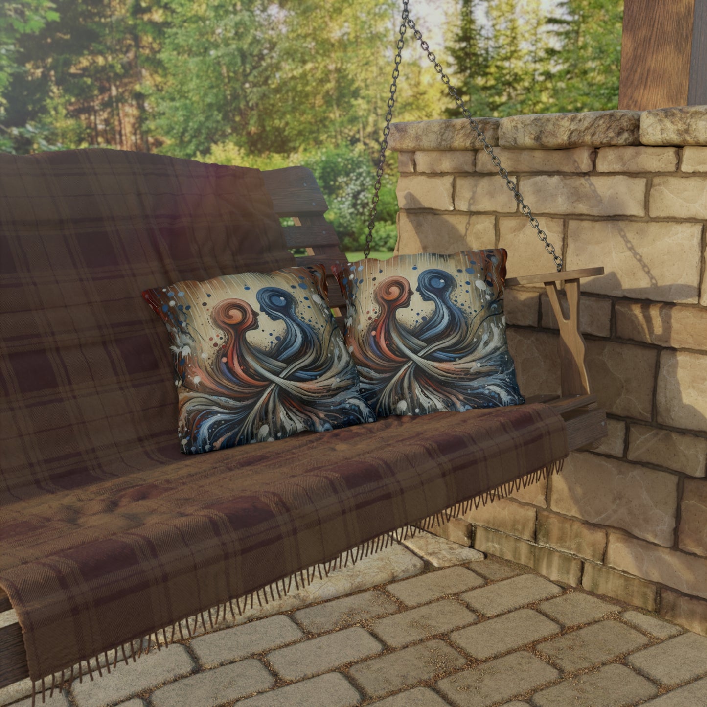 Empathic Connection Tachism Outdoor Pillows