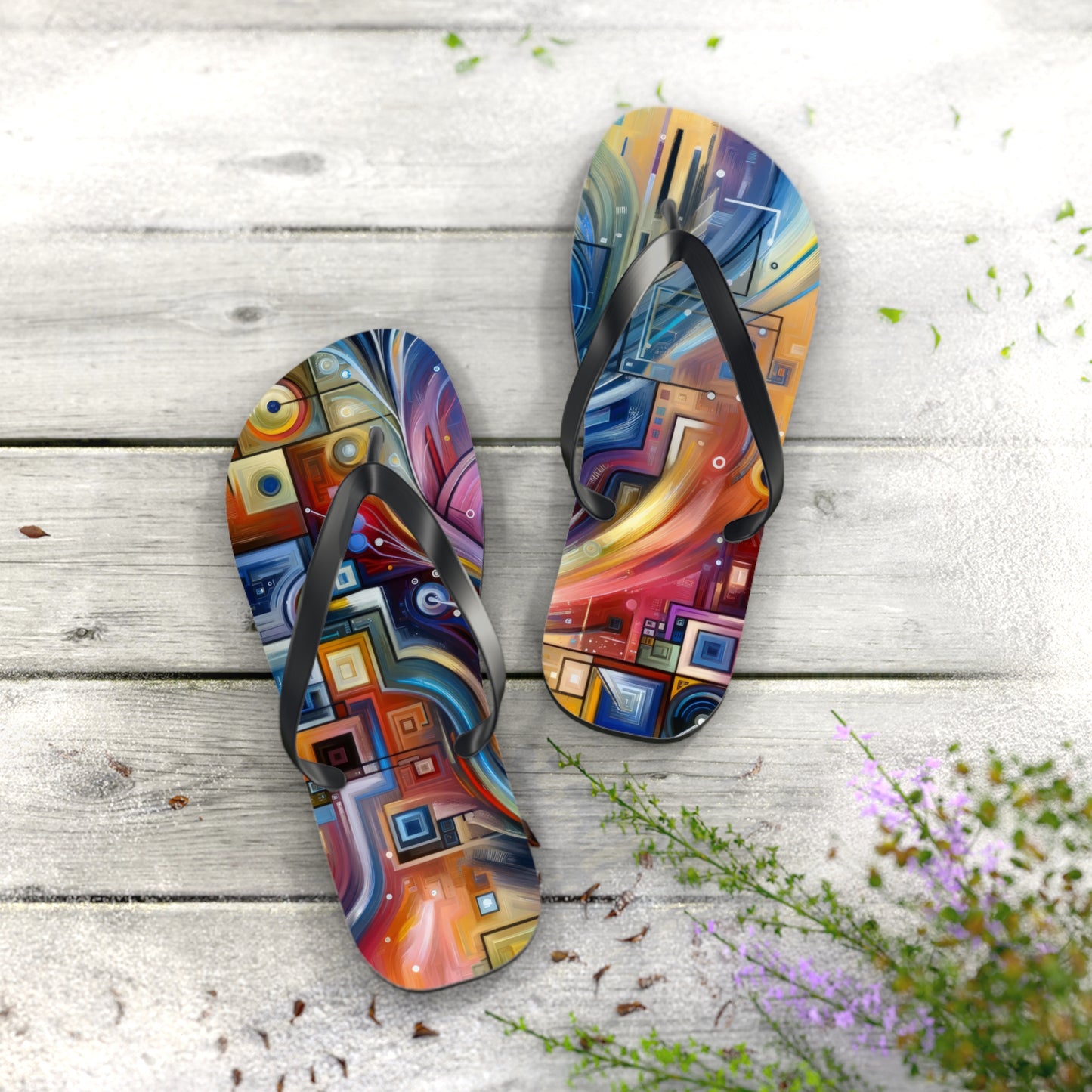 Digital Mindfulness Abstract Flip Flops