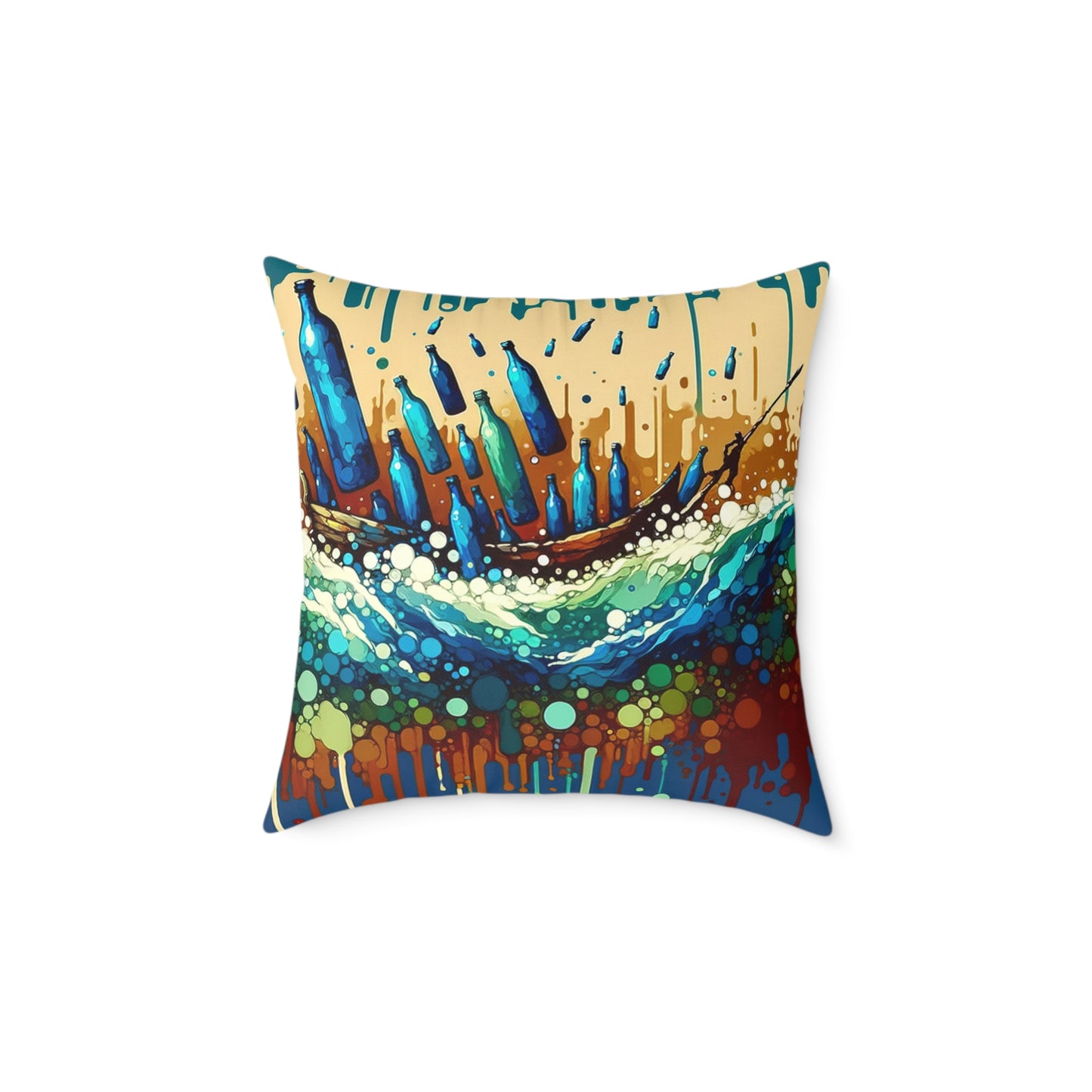 Oceanic Bottle Rescue Spun Polyester Pillow