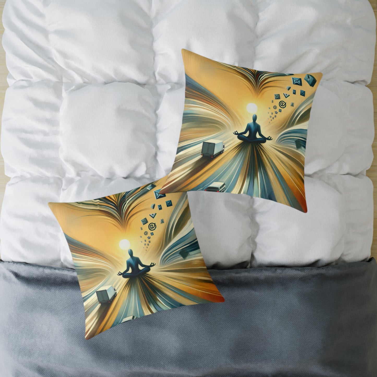 Meditative Commute Flow Spun Polyester Pillow