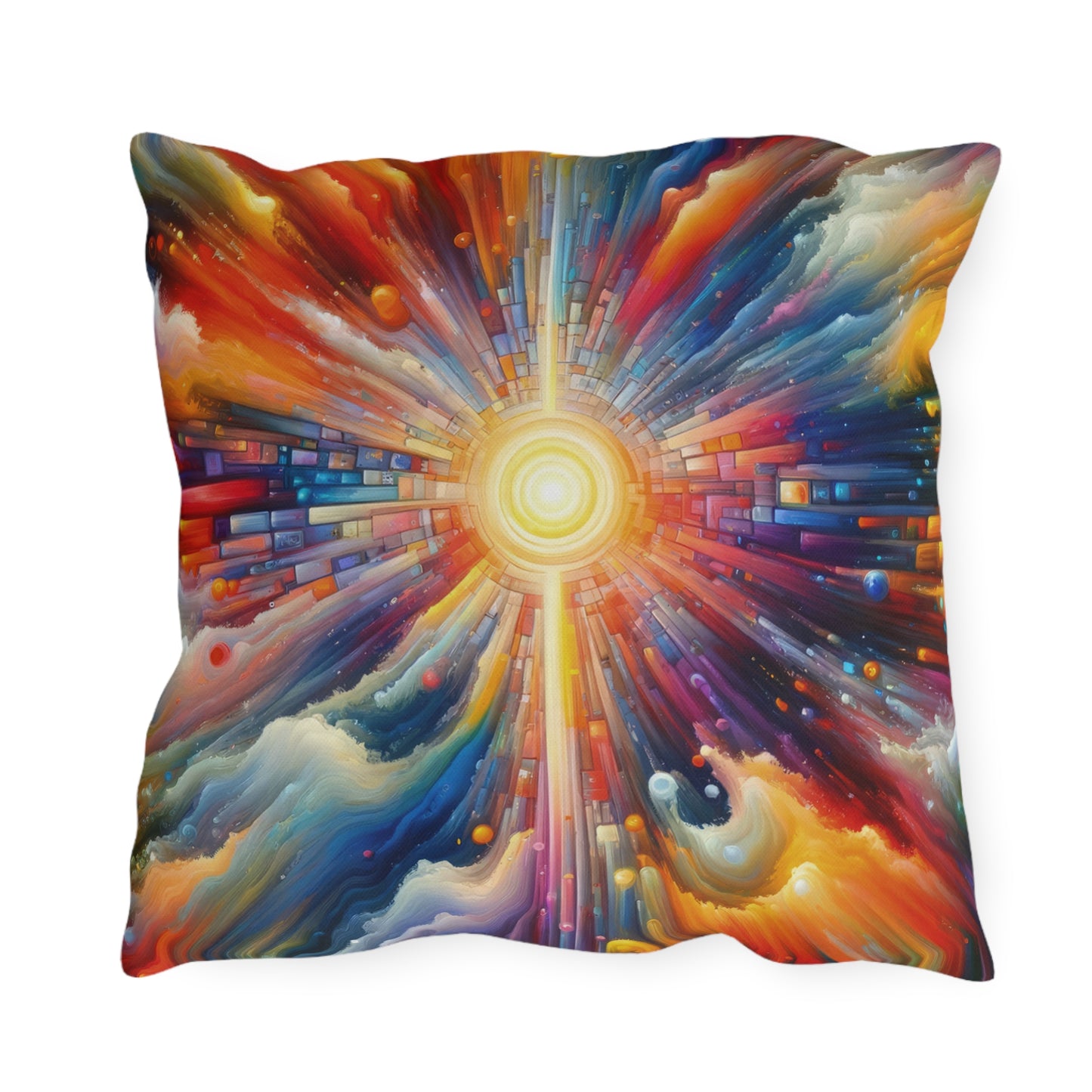 Kaleidoscopic Tachism Breath Outdoor Pillows