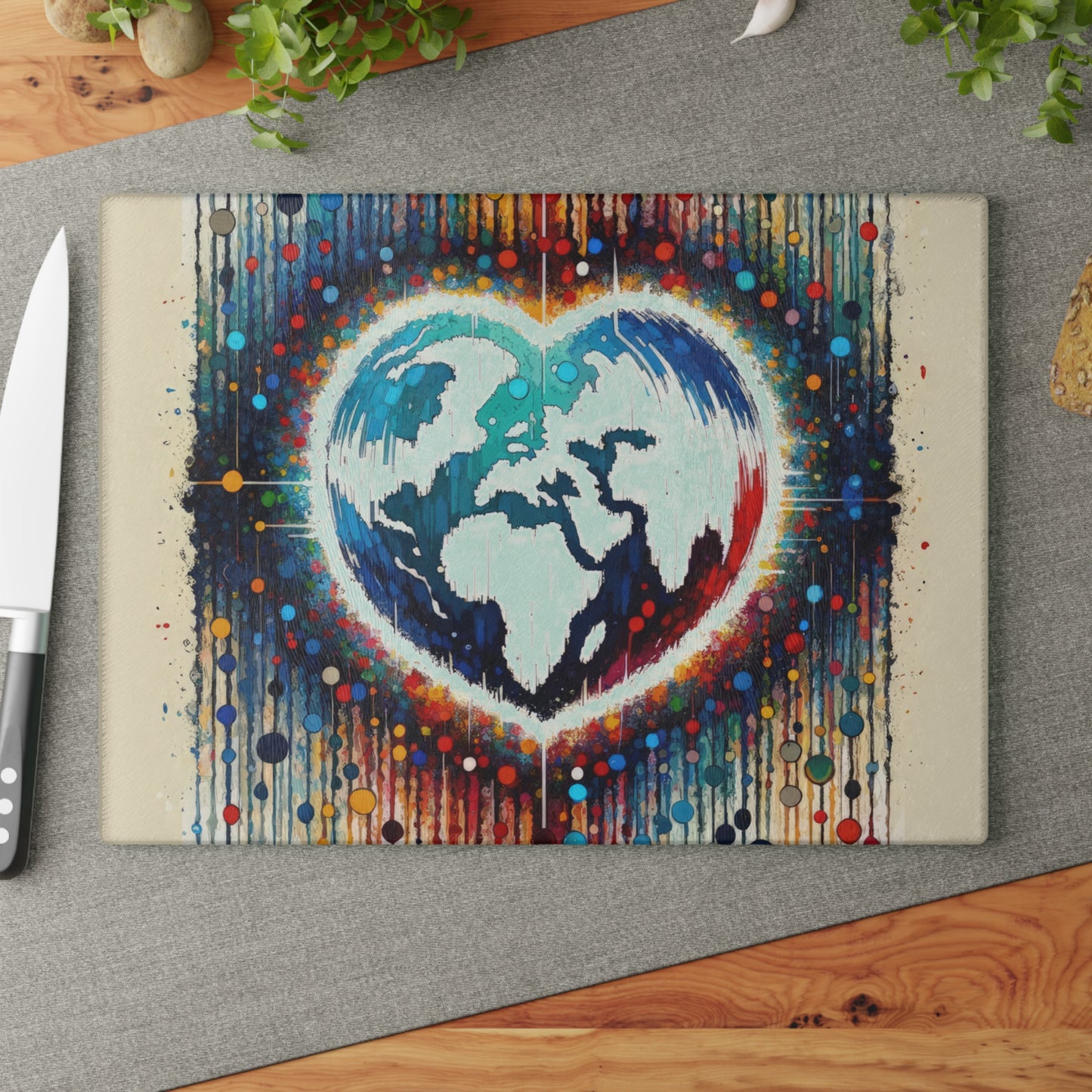 Heartbeats Synchronizing Peace Glass Cutting Board