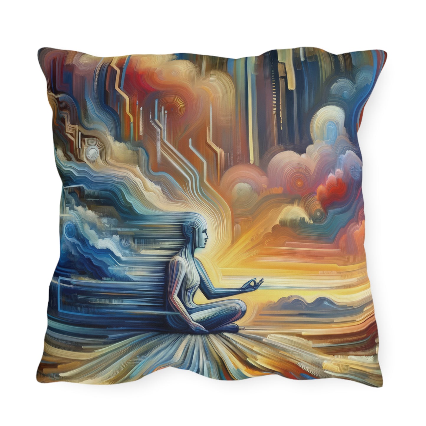 Eternal Digital Meditation Outdoor Pillows