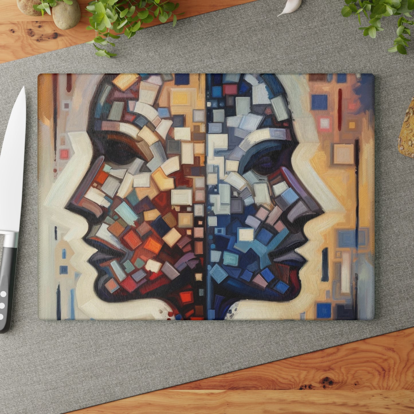 Identity Tachism Intersection Glass Cutting Board