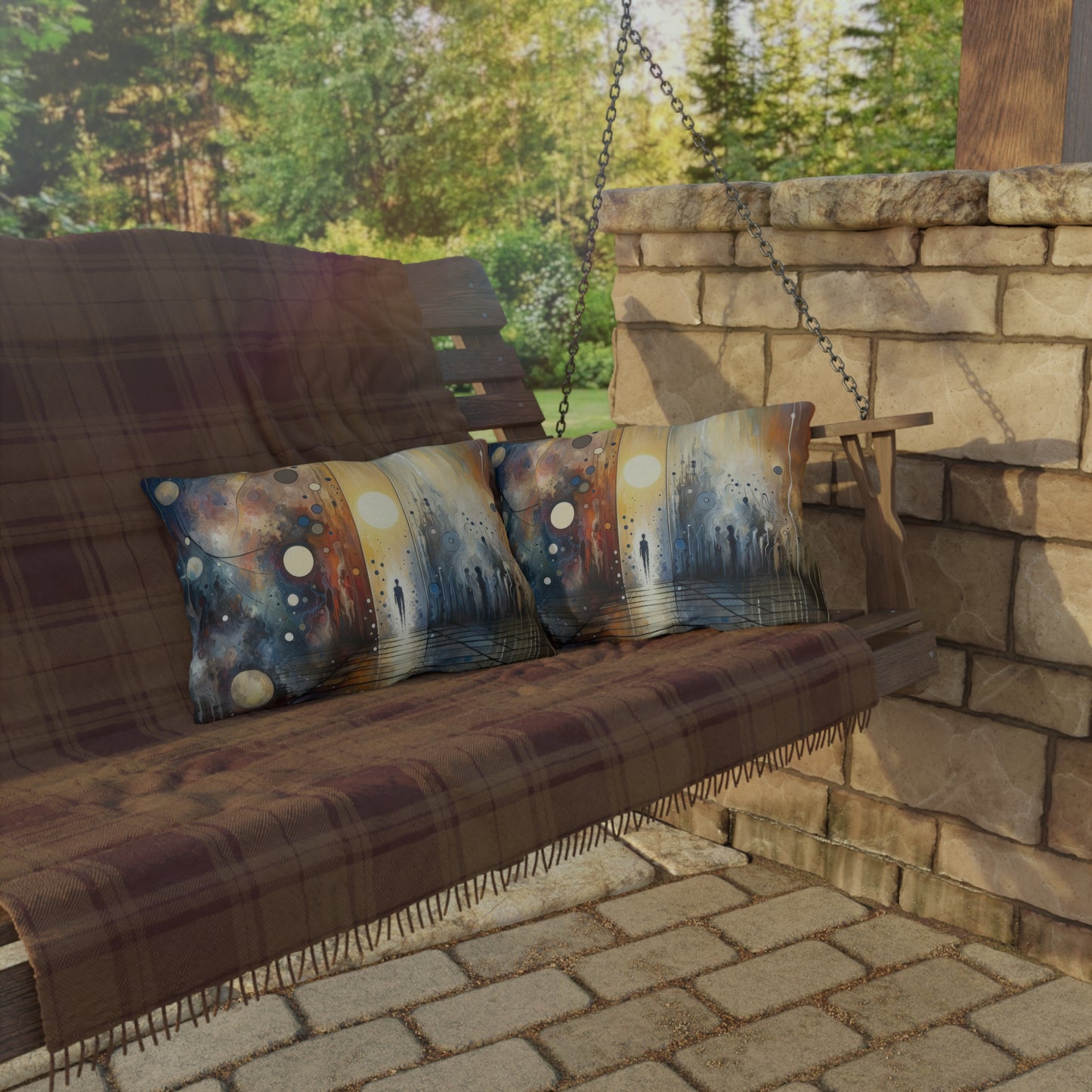 Stillness Transition Abstract Outdoor Pillows