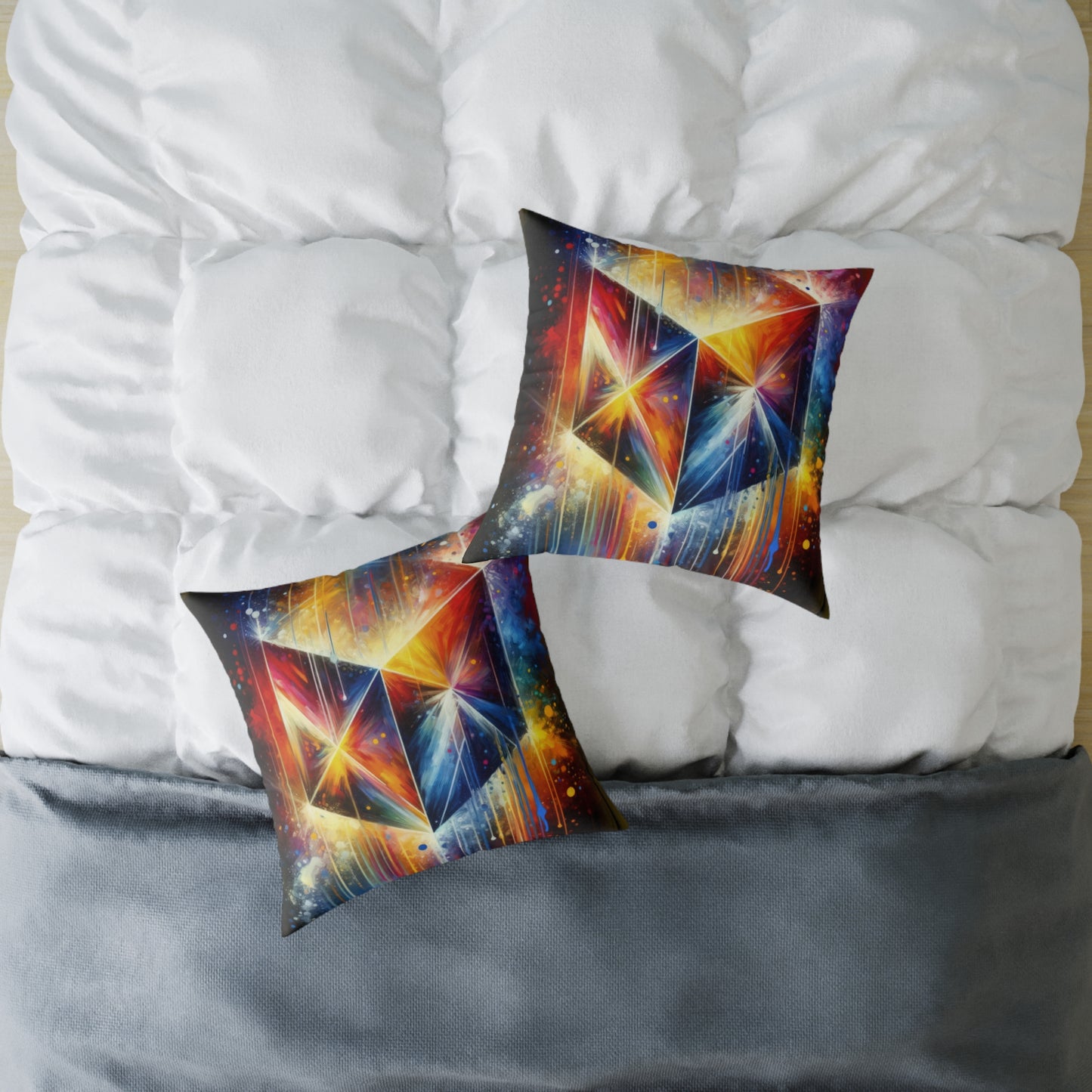 Prismatic Light Spectrum Spun Polyester Pillow