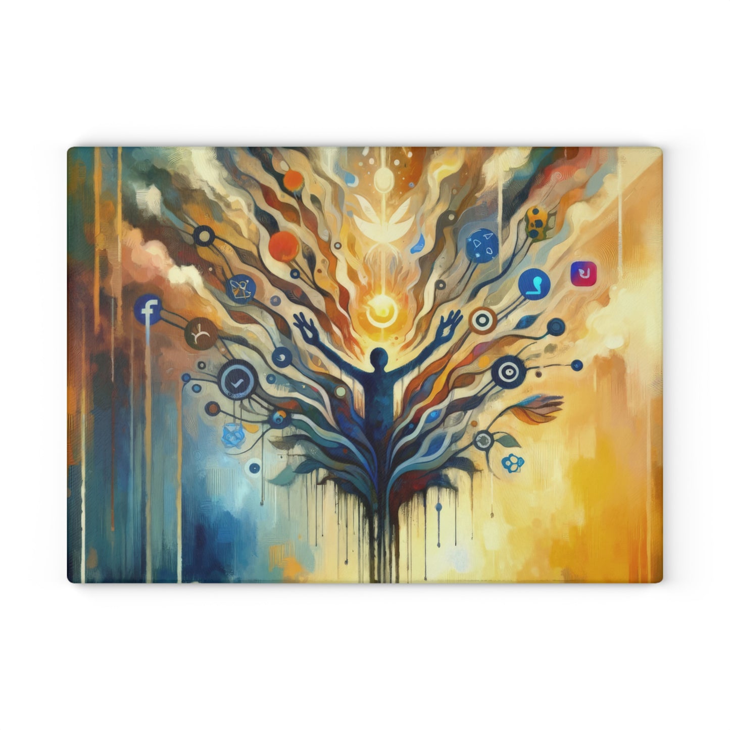 Reflective Digital Meditation Glass Cutting Board