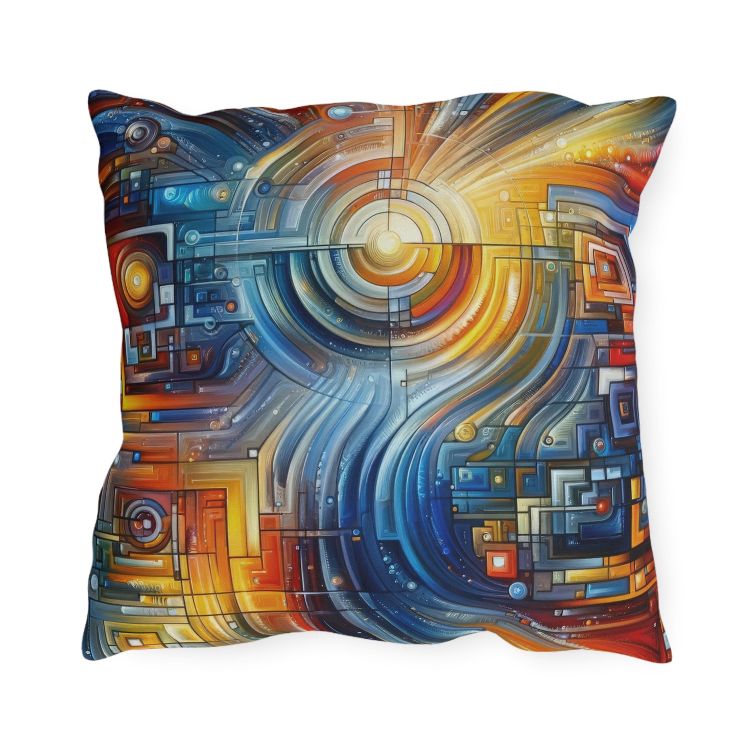Digital Tachism Connectivity Outdoor Pillows