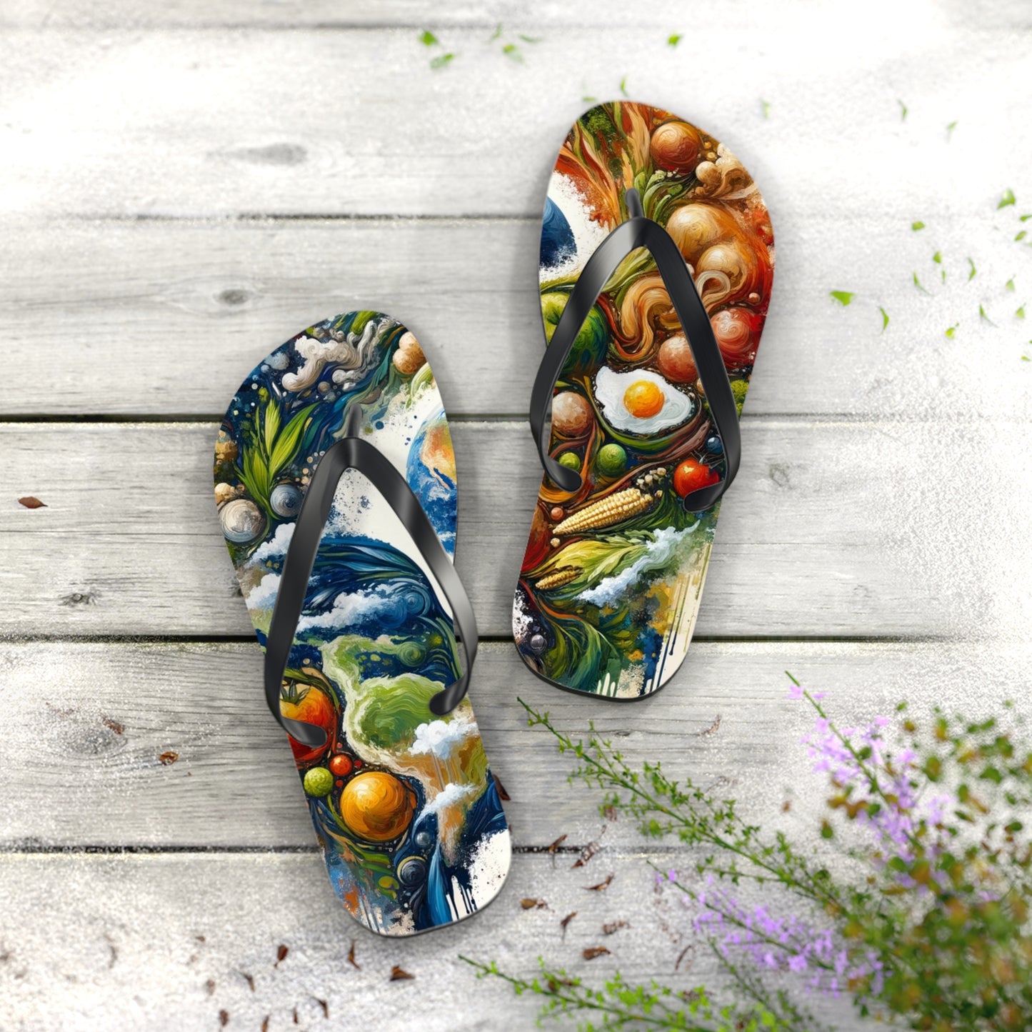 Earthly Dialogue Feast Flip Flops