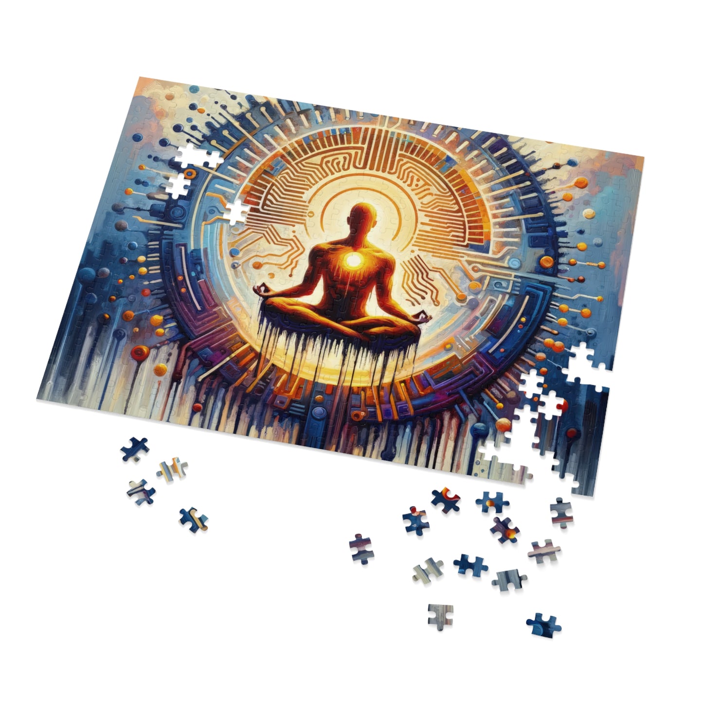 Meditative Technological Fusion Jigsaw Puzzle (30, 110, 252, 500,1000-Piece)