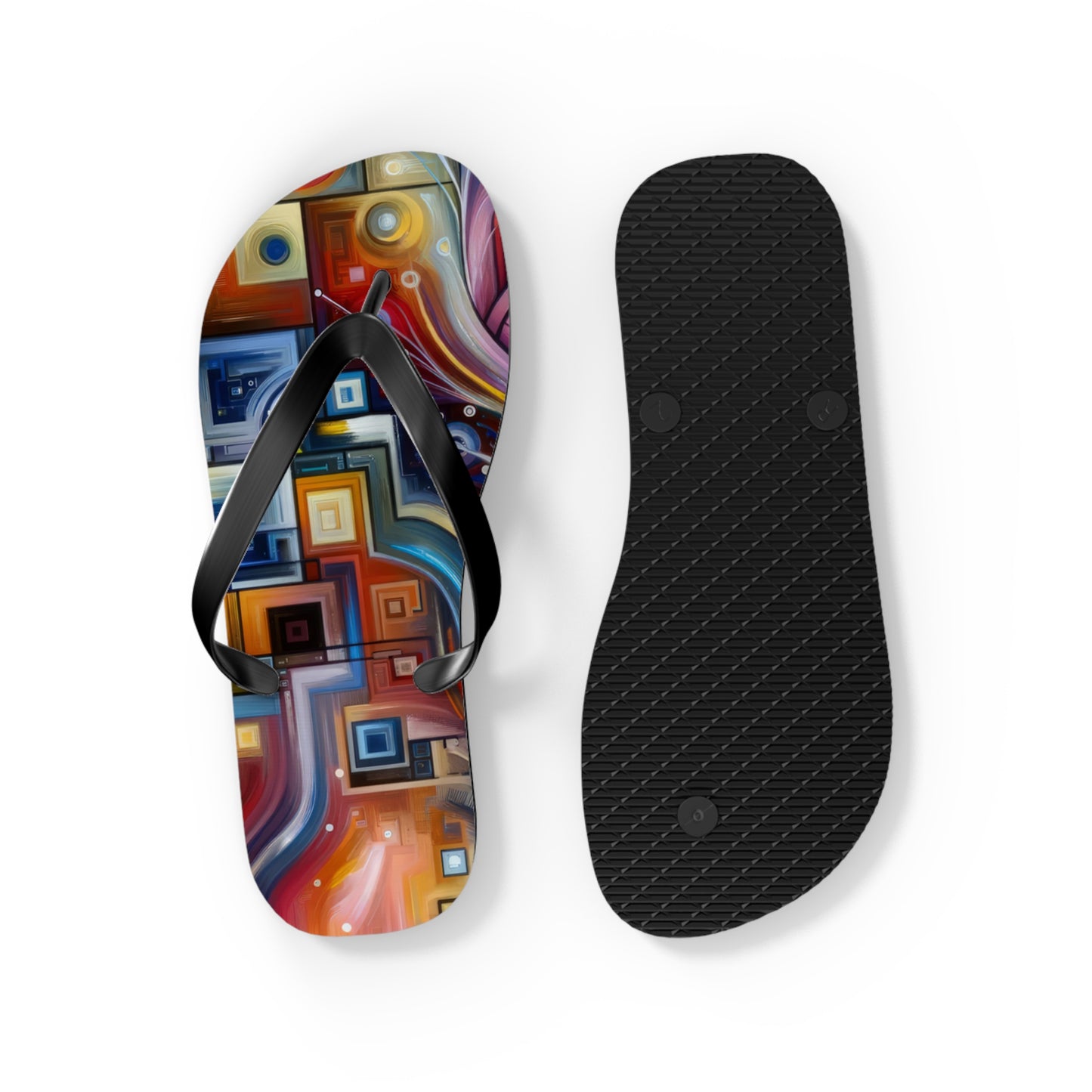 Digital Mindfulness Abstract Flip Flops
