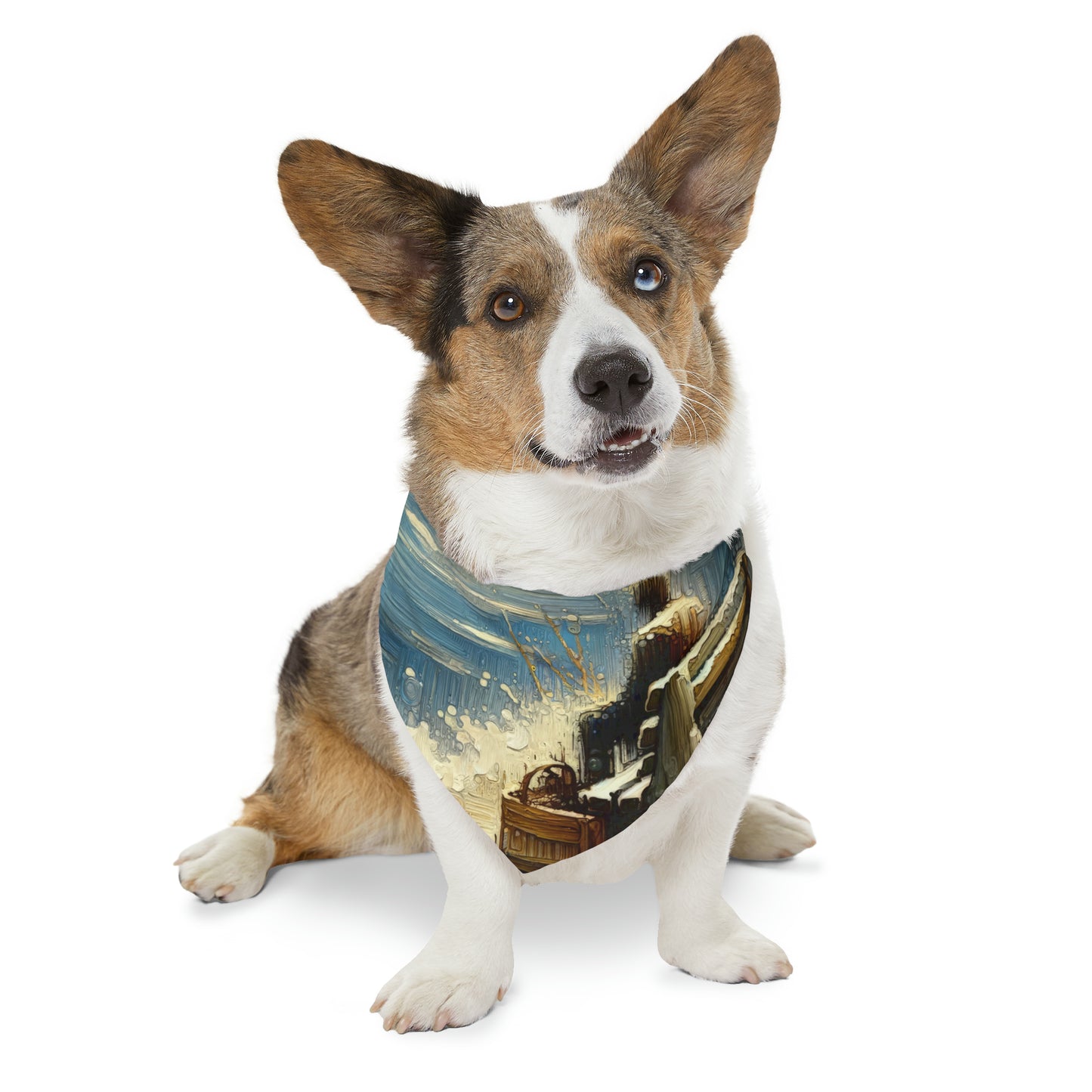 Seaside Solitude Tachism Pet Bandana Collar