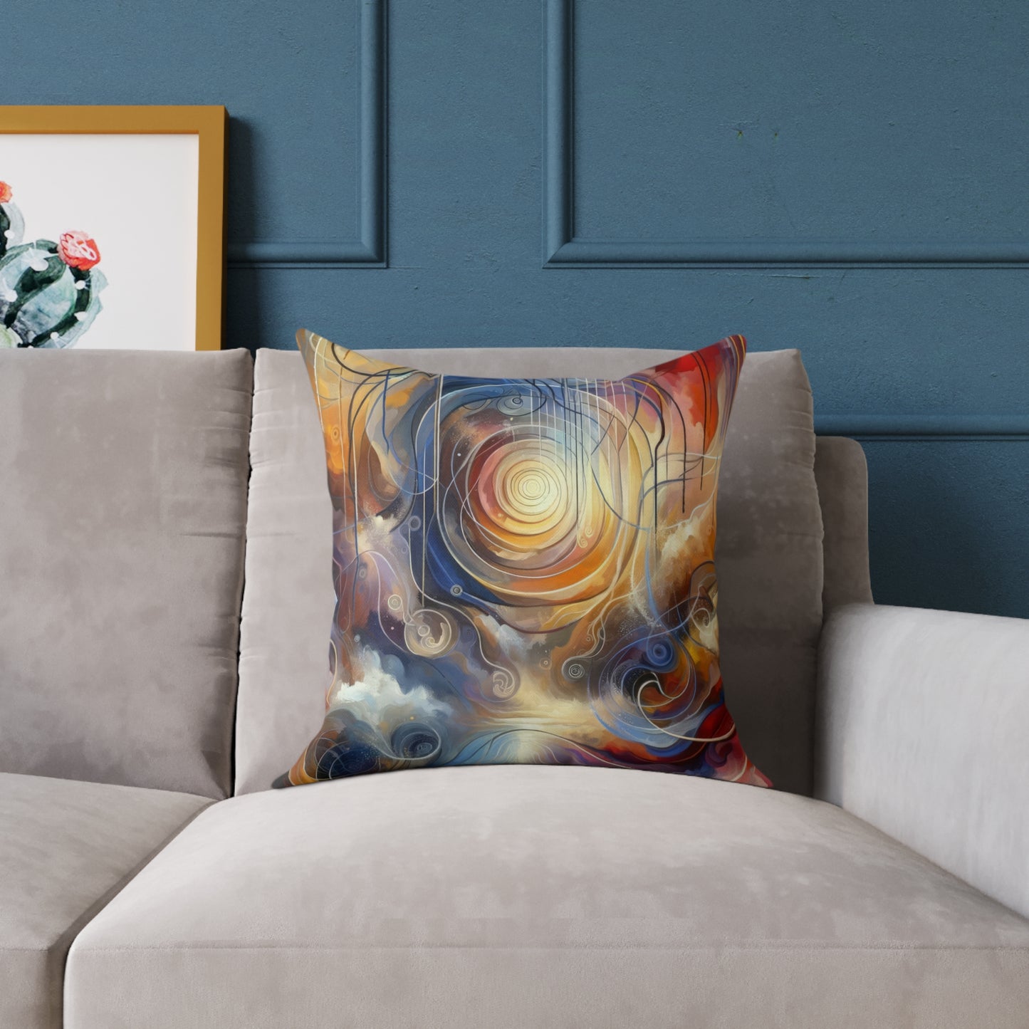 Presence Anchored Tachism Spun Polyester Pillow