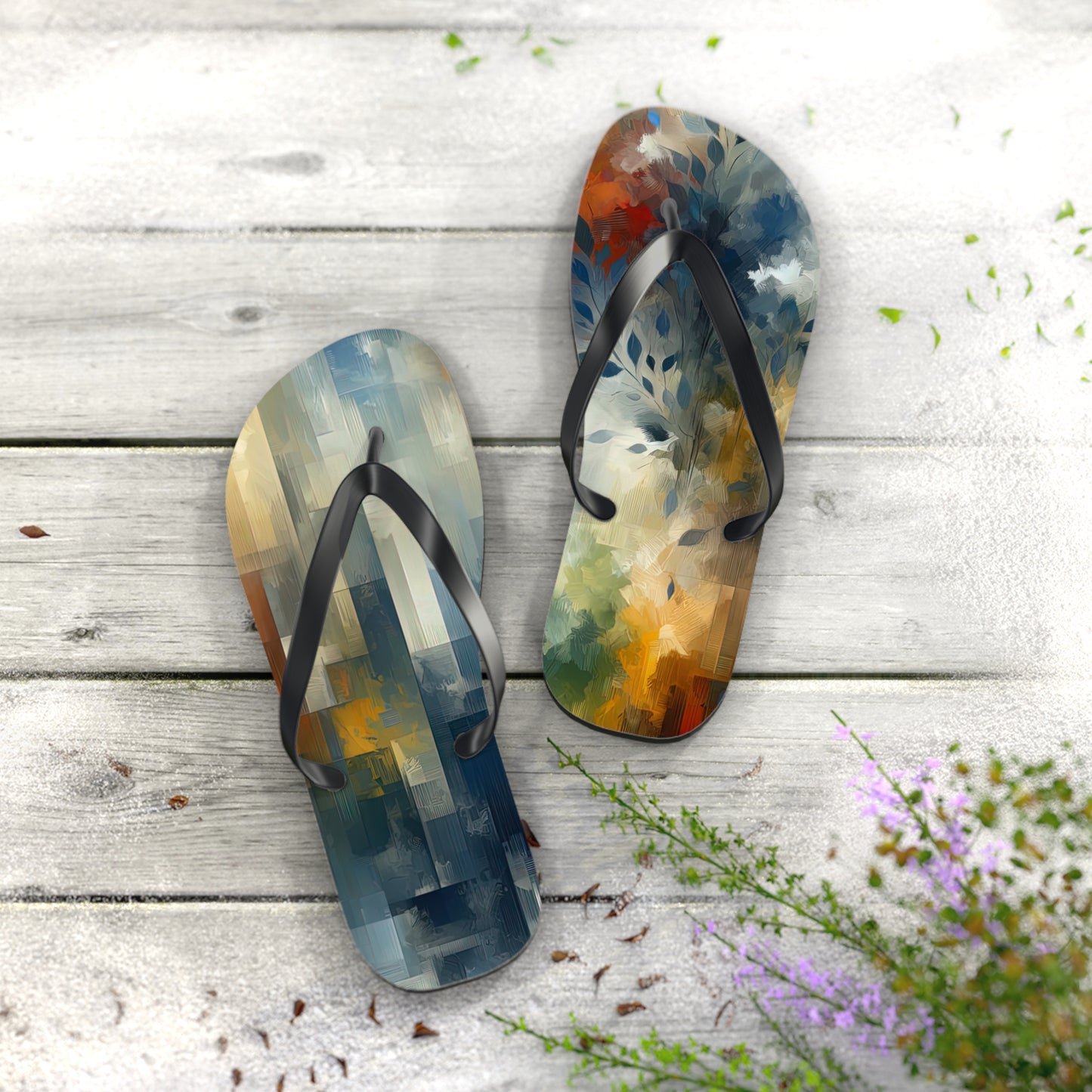 Contemplative Leaves Whispers Flip Flops