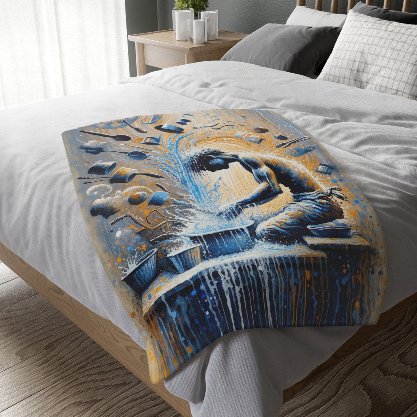 Meditative Kinetic Tachism Velveteen Microfiber Blanket (Two-sided print)