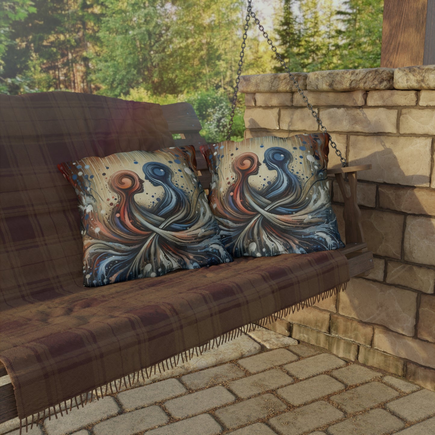 Empathic Connection Tachism Outdoor Pillows