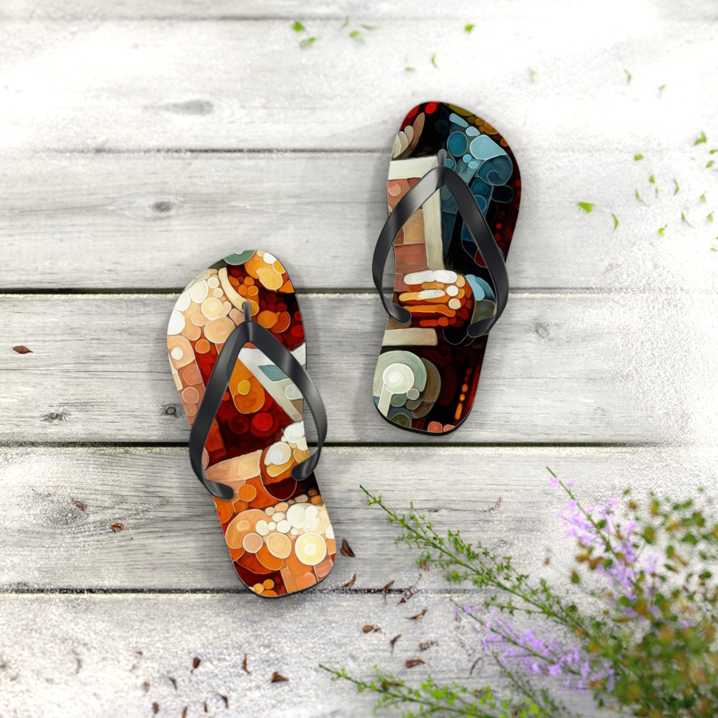 Elderly Unity Tachism Flip Flops