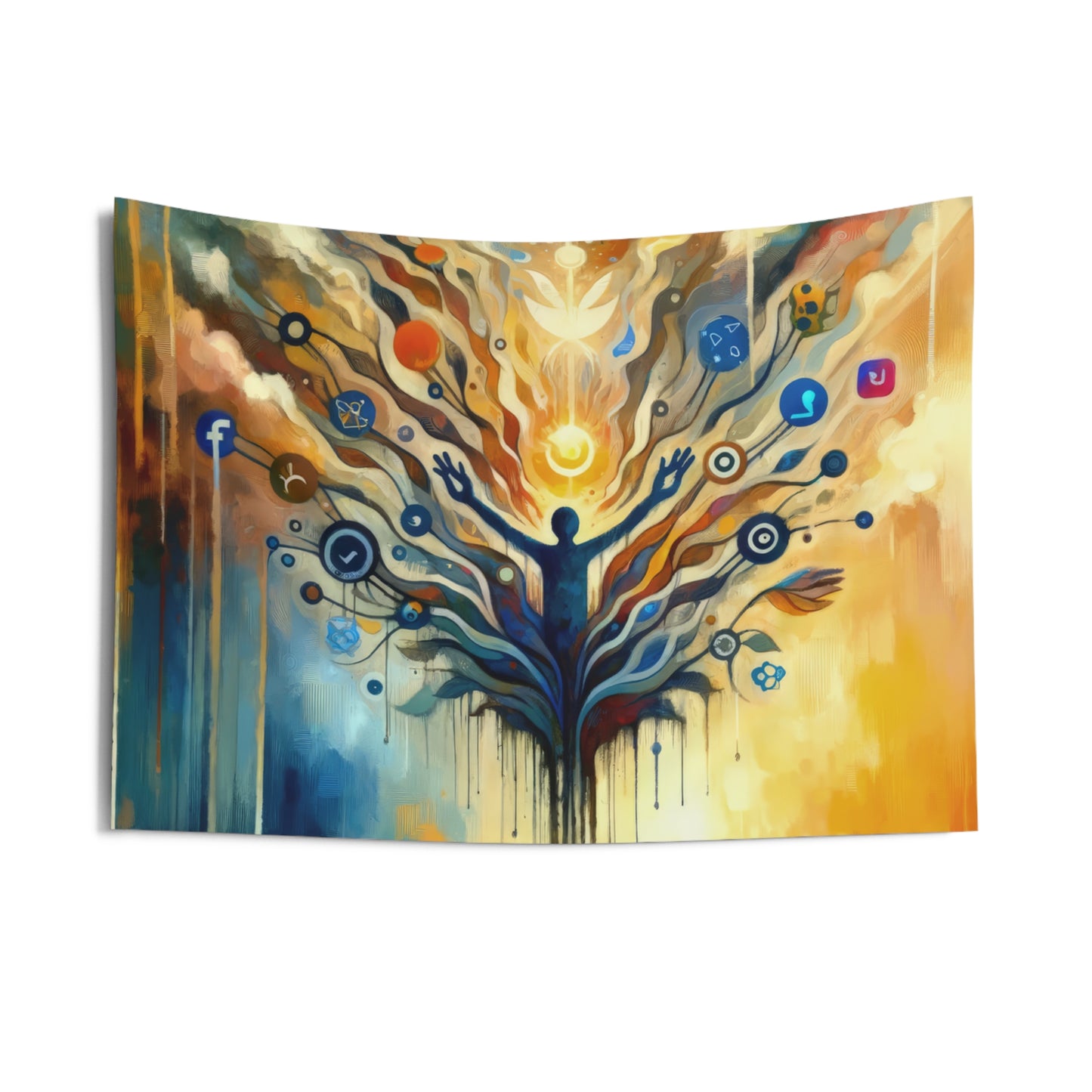Reflective Digital Meditation Indoor Wall Tapestries