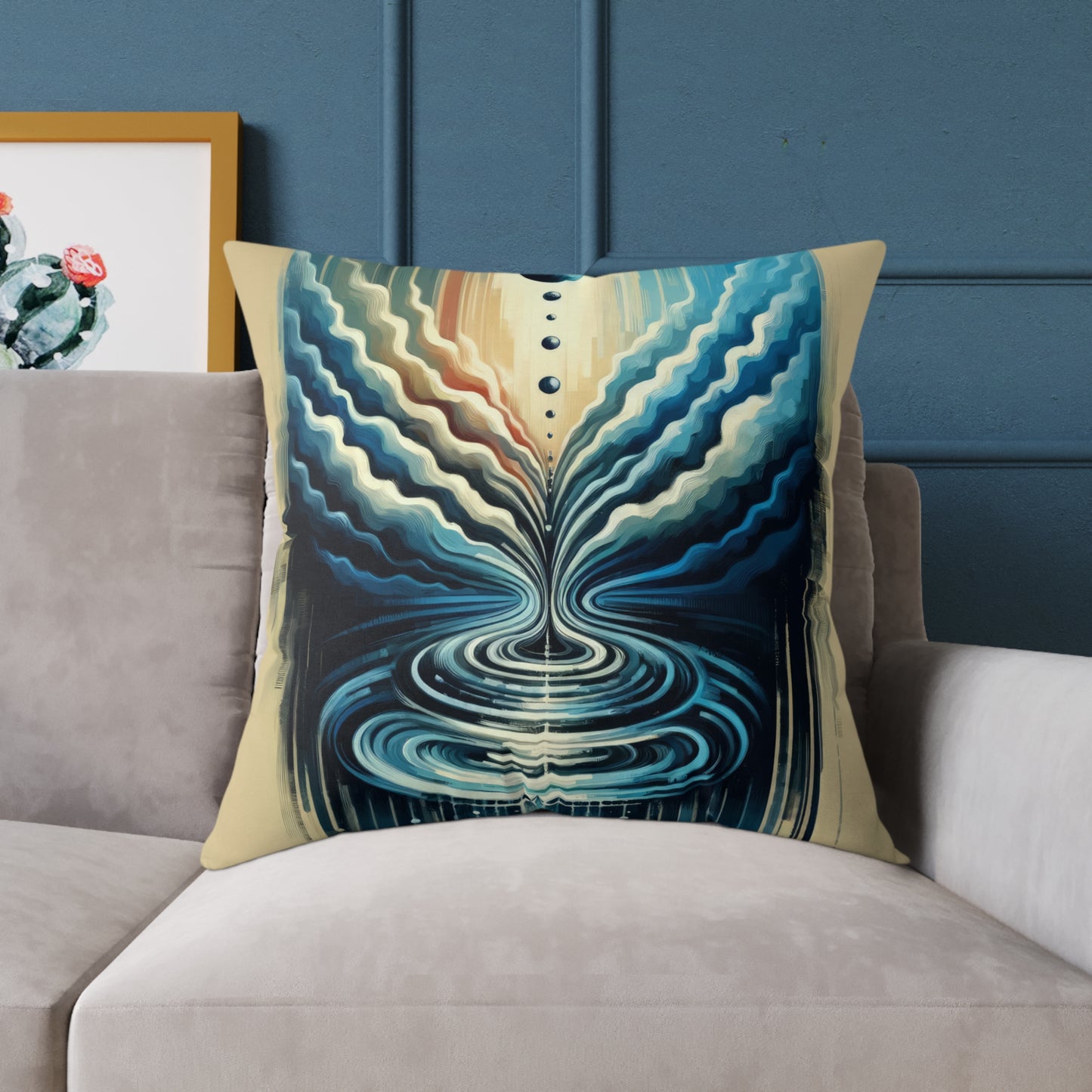 Ripple Effect Abstract Spun Polyester Pillow