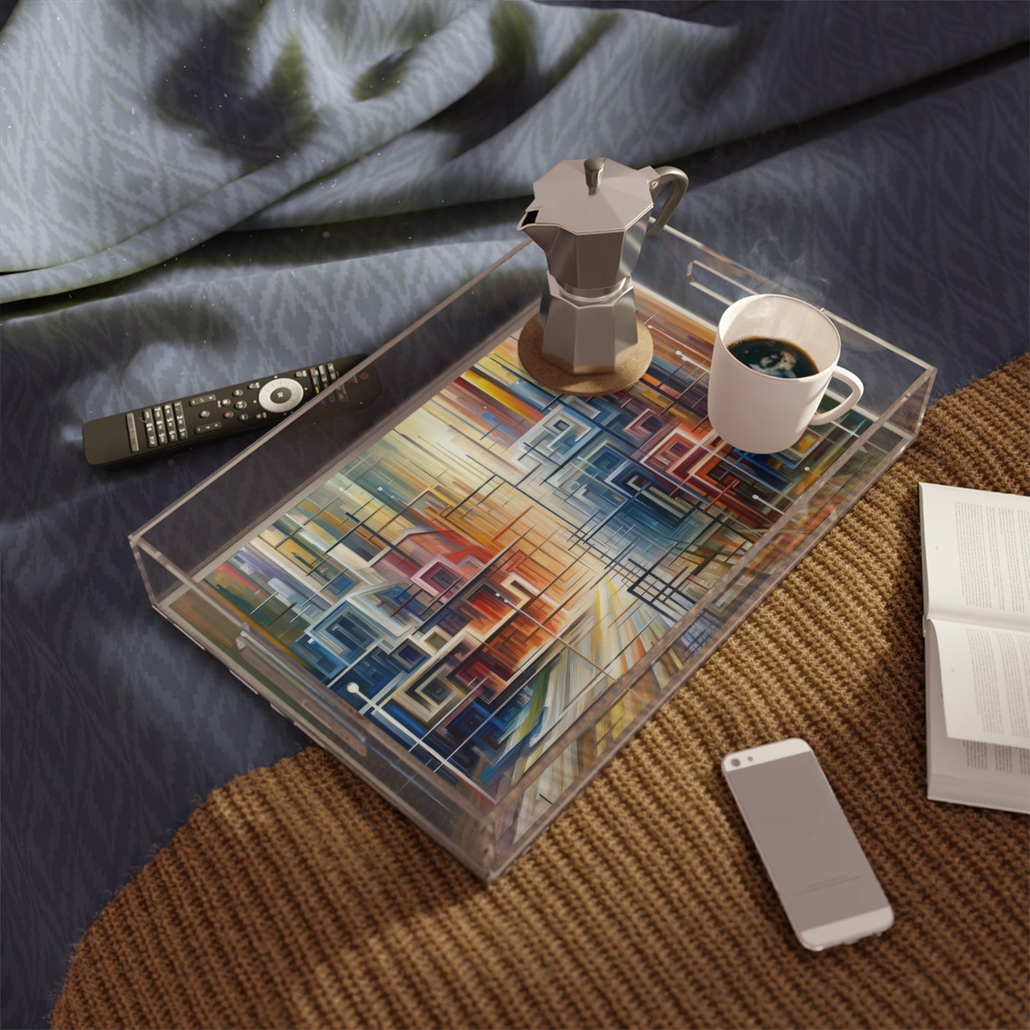 Urban Flow Interconnectedness Acrylic Serving Tray