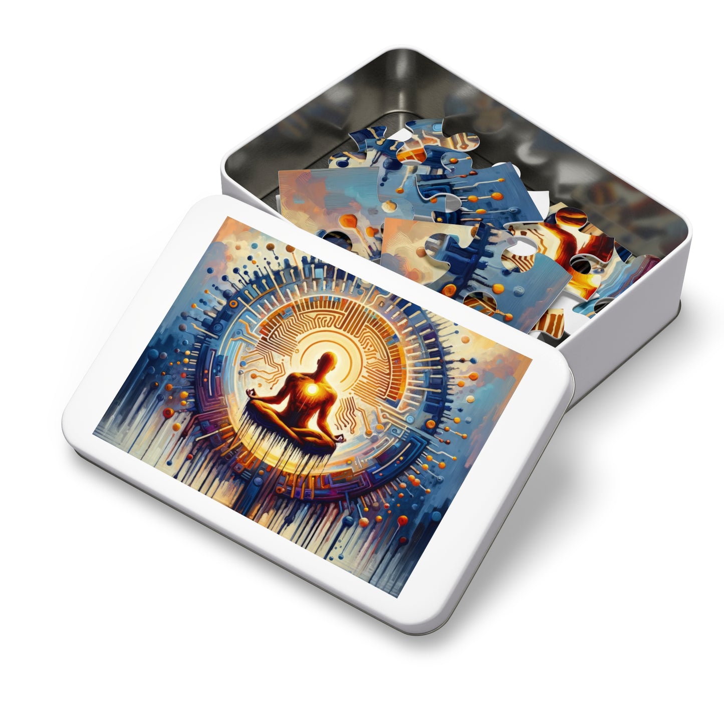 Meditative Technological Fusion Jigsaw Puzzle (30, 110, 252, 500,1000-Piece)