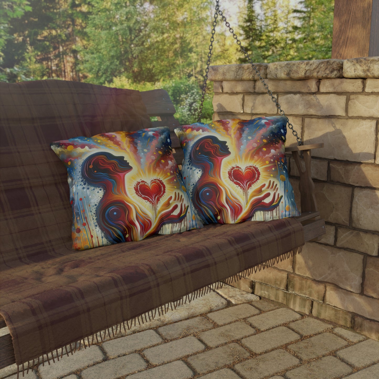 Unified Awakening Heart Outdoor Pillows
