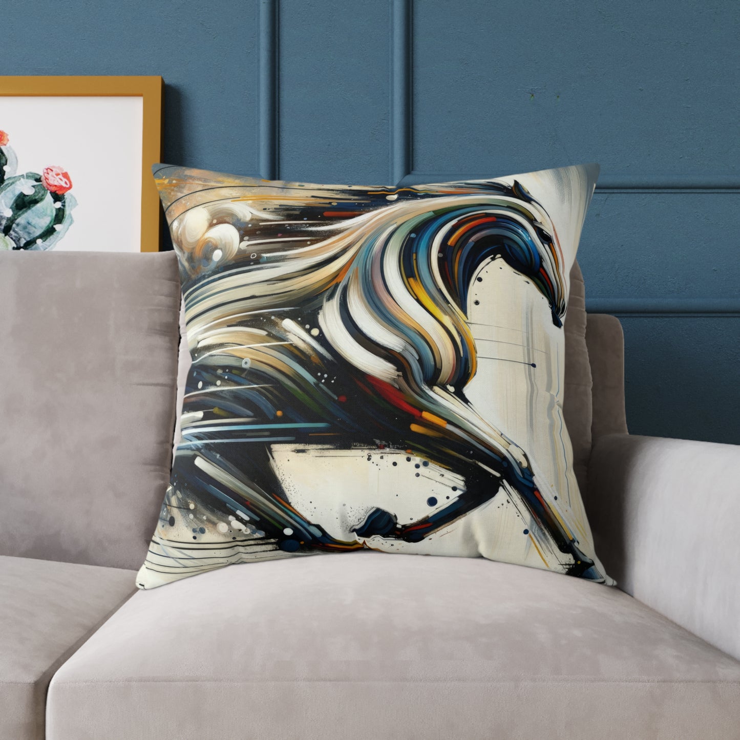 Hyperlinked Horsepower Gallop Spun Polyester Pillow