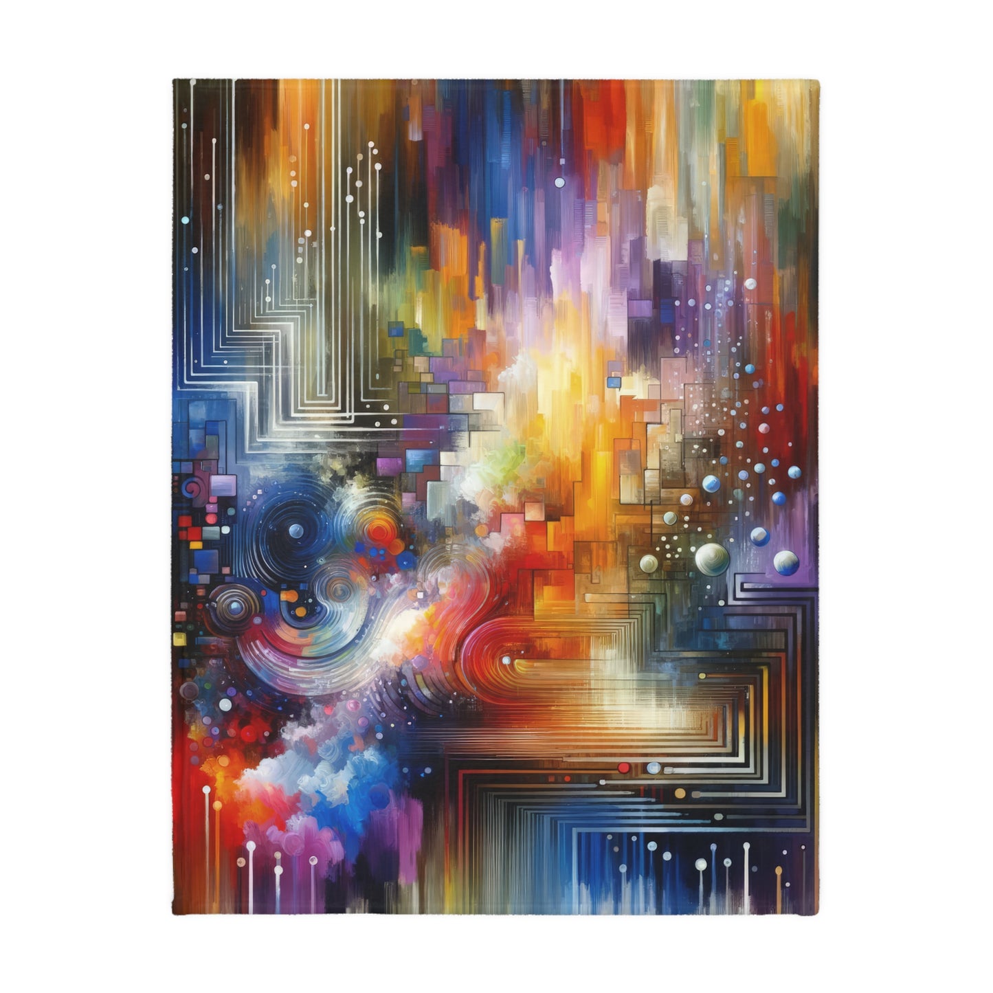Abstract Technicolor Synthesis Velveteen Microfiber Blanket (Two-sided print)