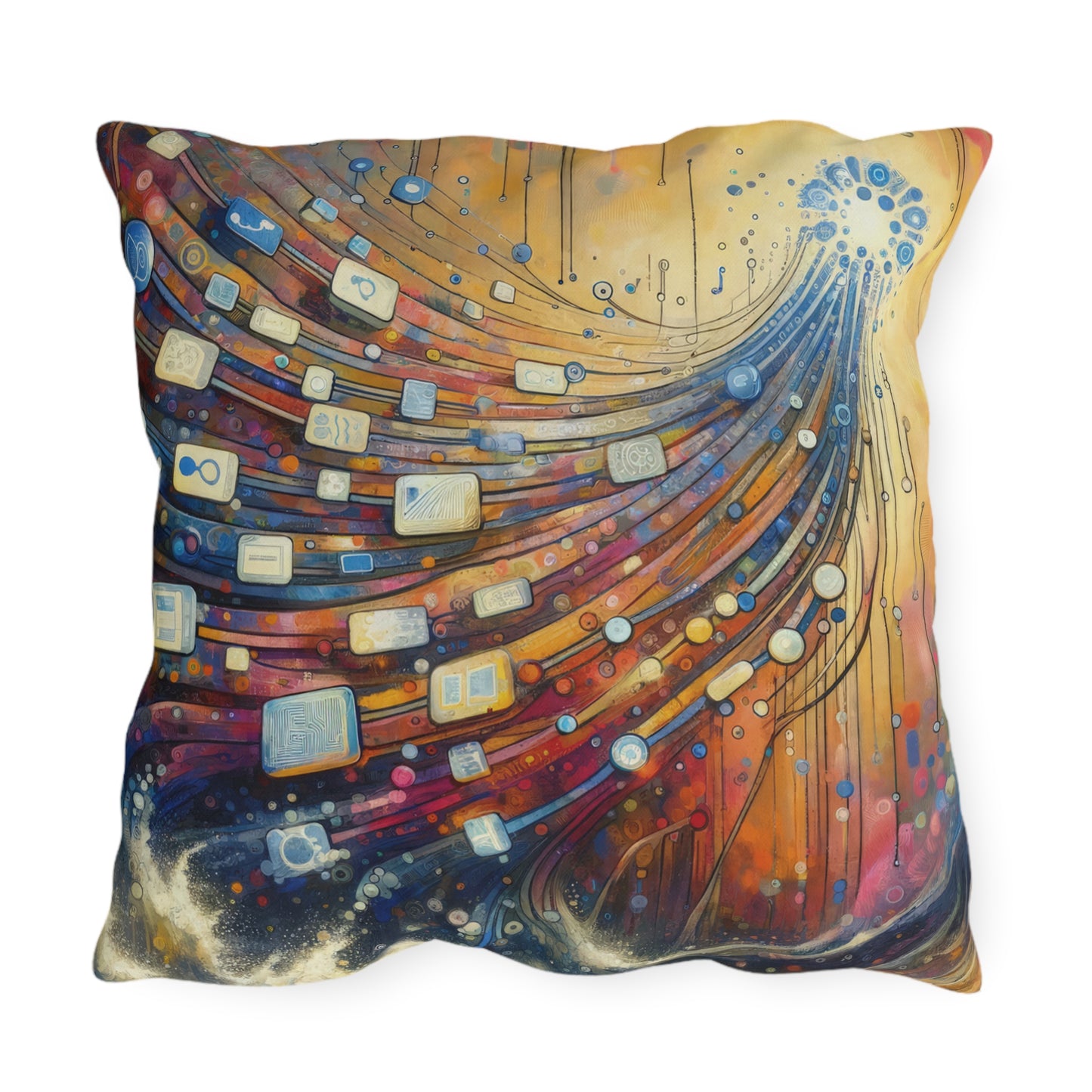 Digital Tapestry Weaving Outdoor Pillows