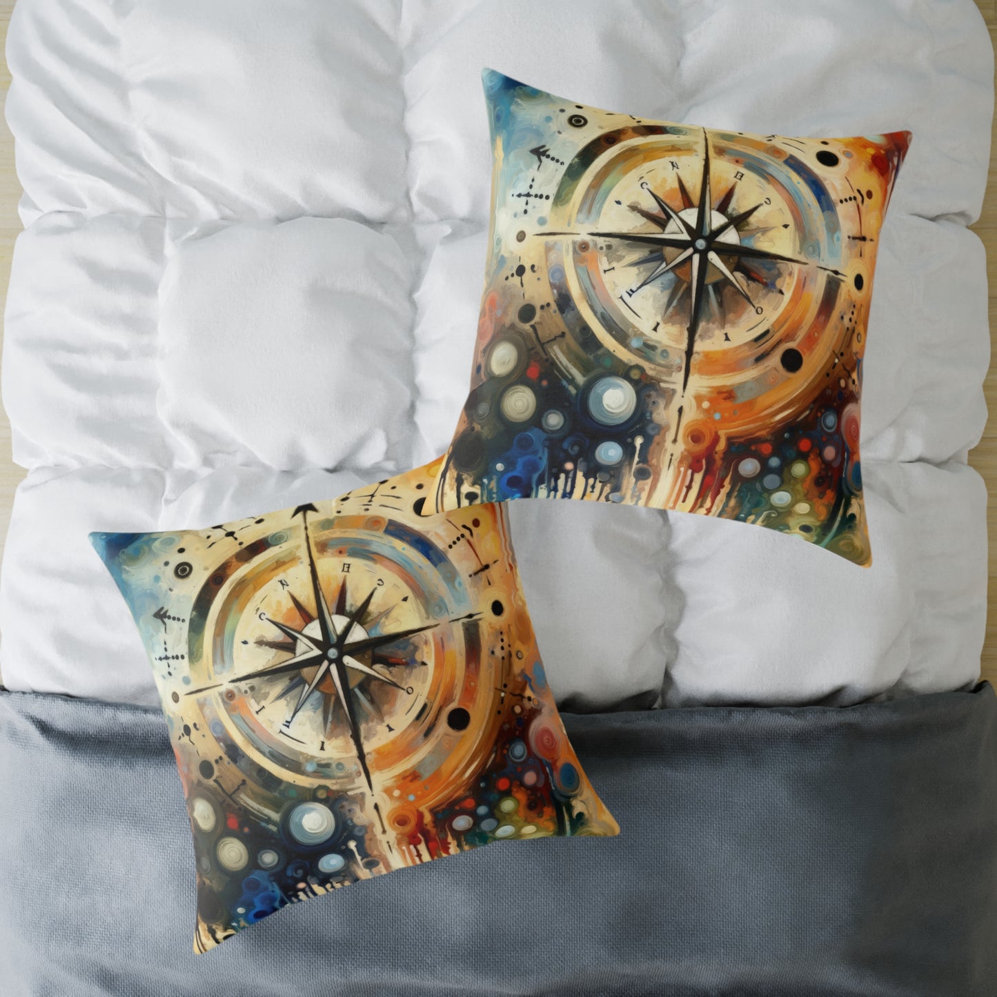 Guidance Abstract Compass Spun Polyester Pillow