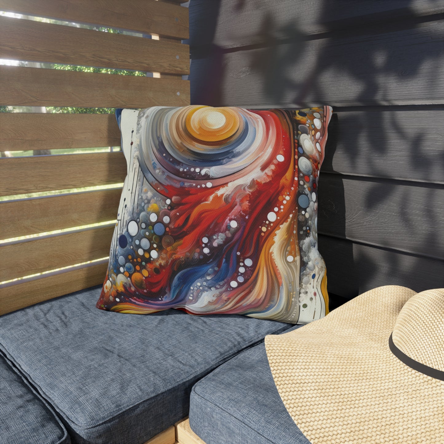 Harmonic Swirl Elegance Outdoor Pillows