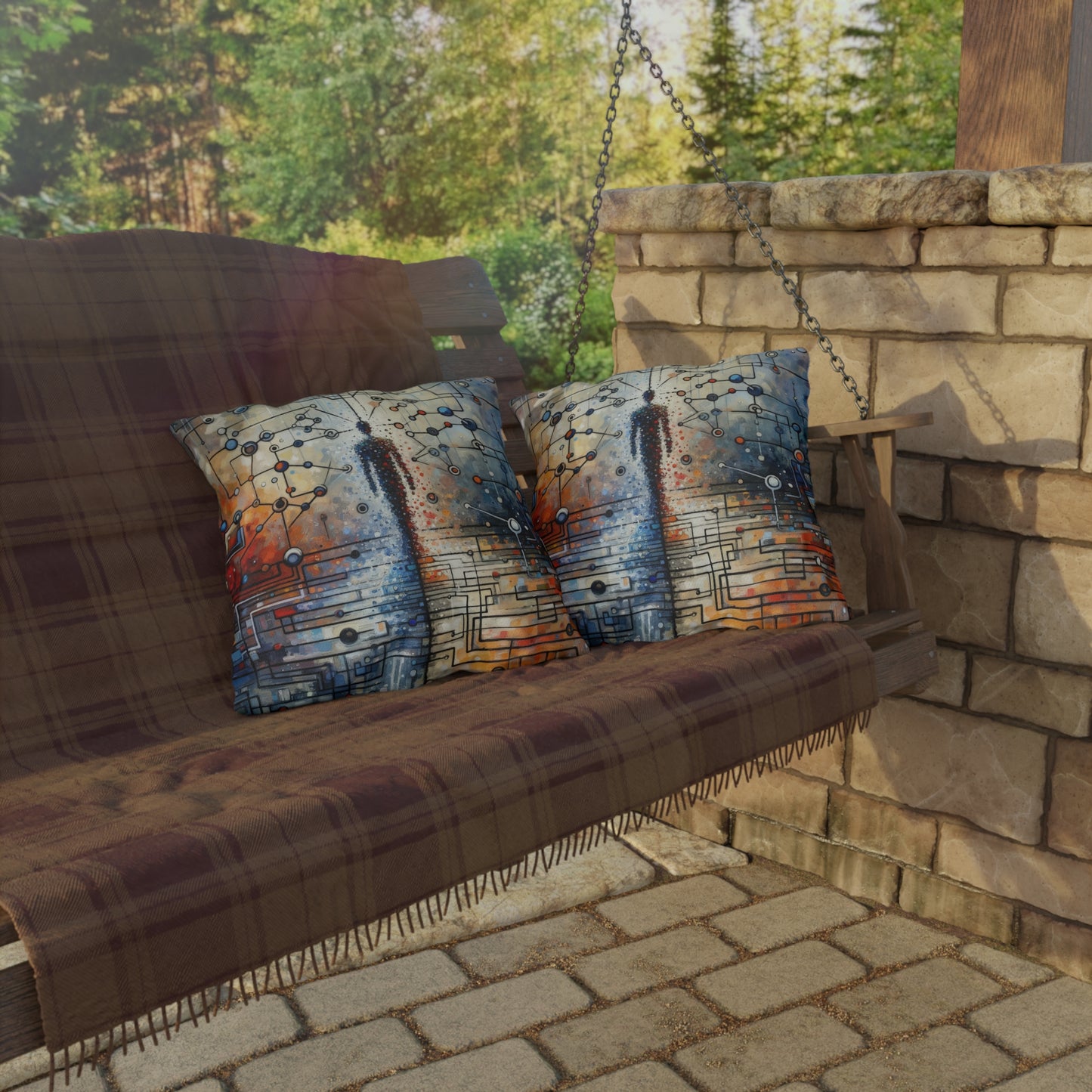 Technological Connectivity Bridge Outdoor Pillows