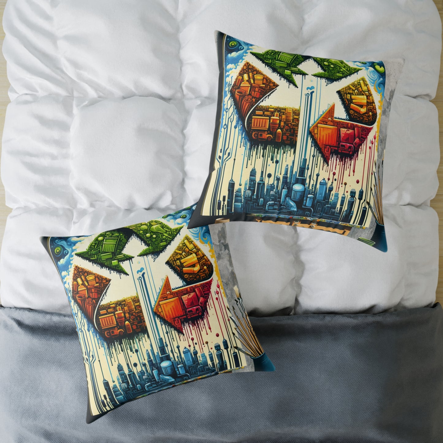 Upcycling Lifecycle Artistry Spun Polyester Pillow