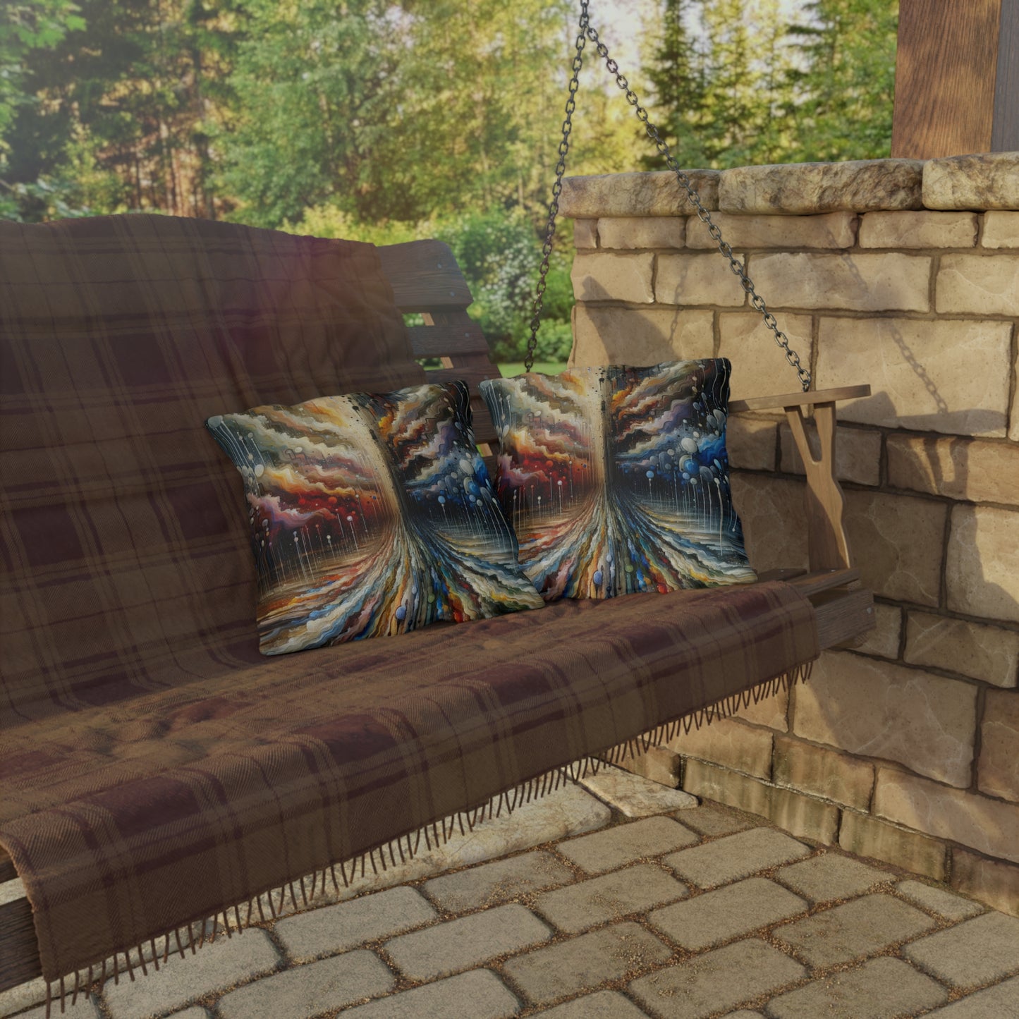Linguistic Resonance Cascade Outdoor Pillows